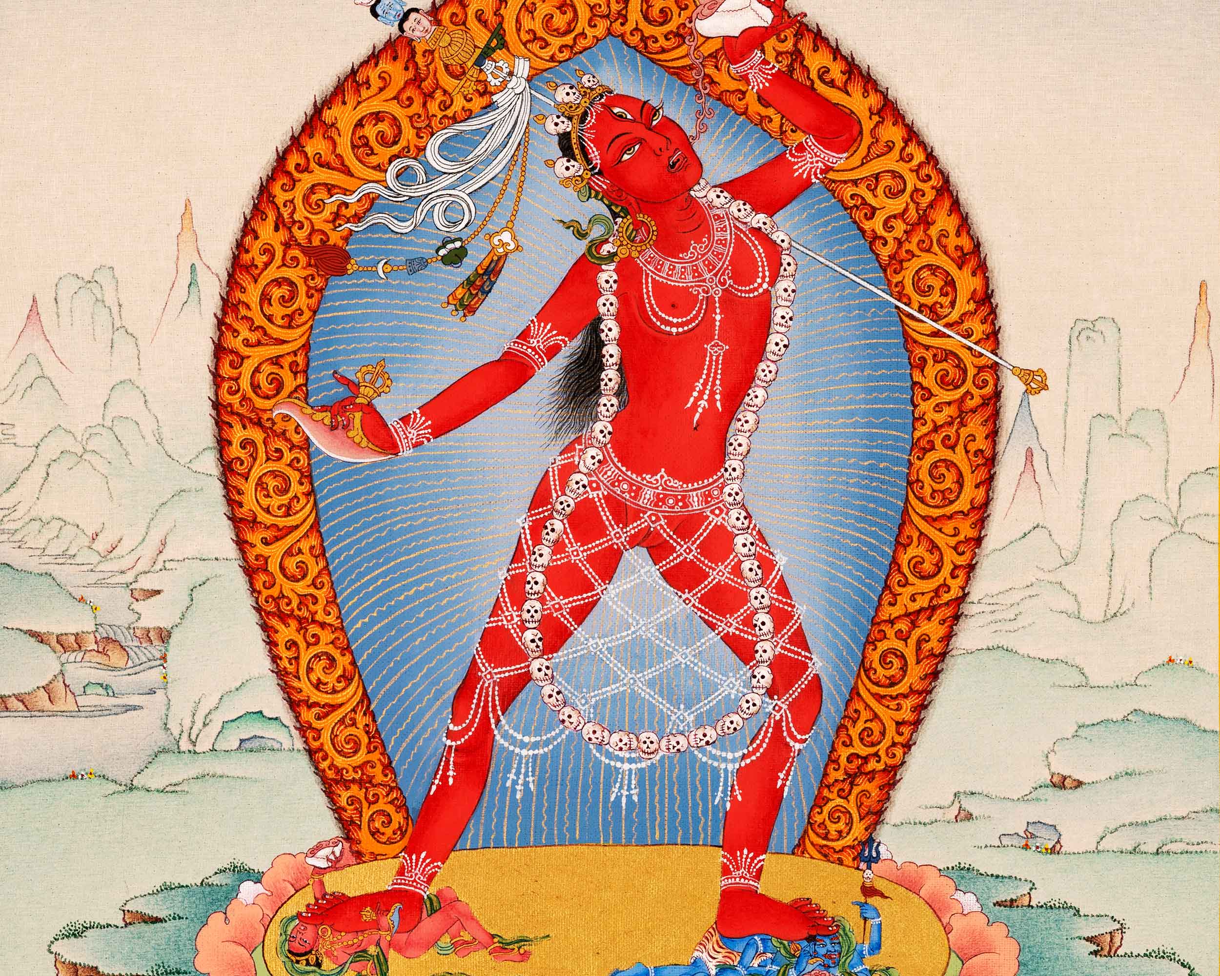 Red Dakini Vajrayogini Thangka Painting | High-Quality Tibetan Art