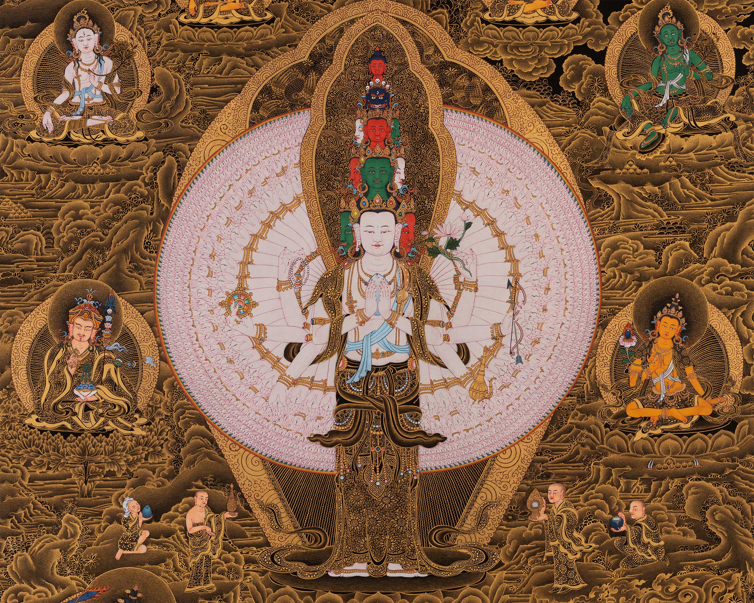 1000 Armed Chenrezig Thangka | Traditional Karma Gadri Art