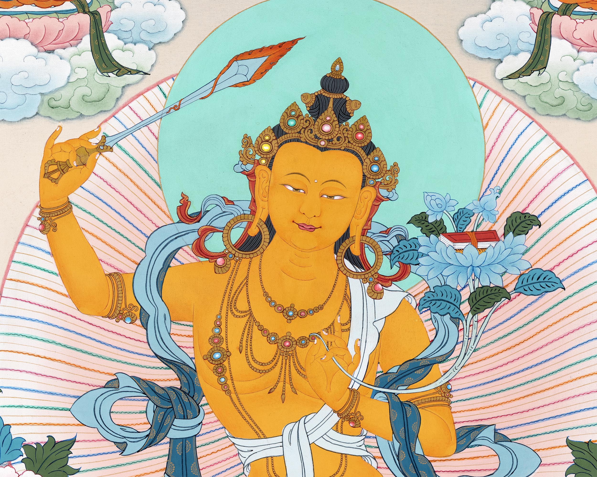 5 Manjushree Thangka | Hand Painted Tibetan Art | Manjushri Painting