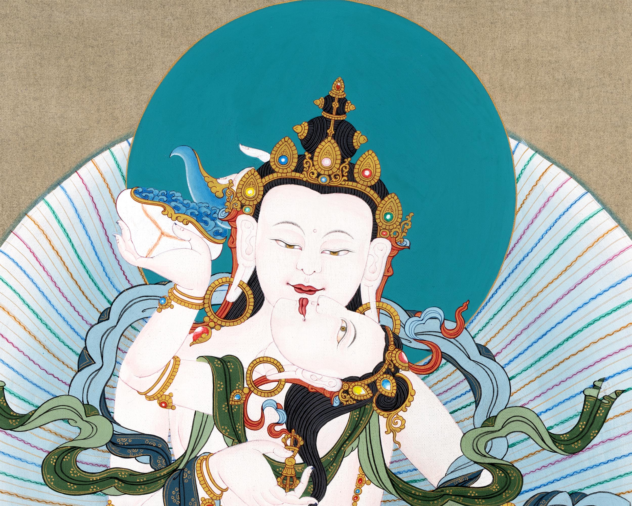 Vajrasattva Consort Thangka | Dorje Sempa Yab Yum | Tibetan Buddhist Art
