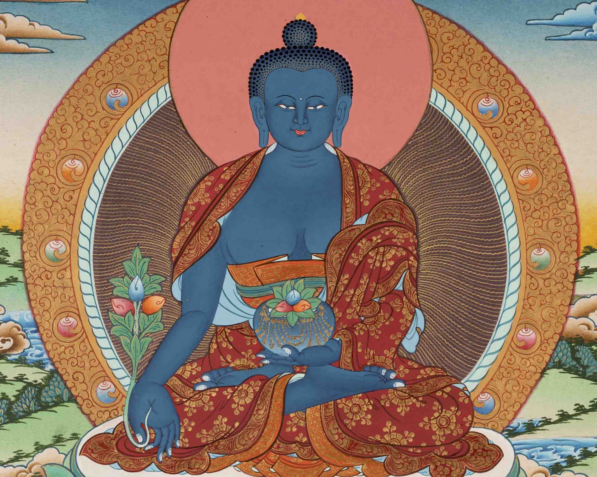 Healing Buddha | Medicine Buddha Thangka | Traditional Buddhist Art