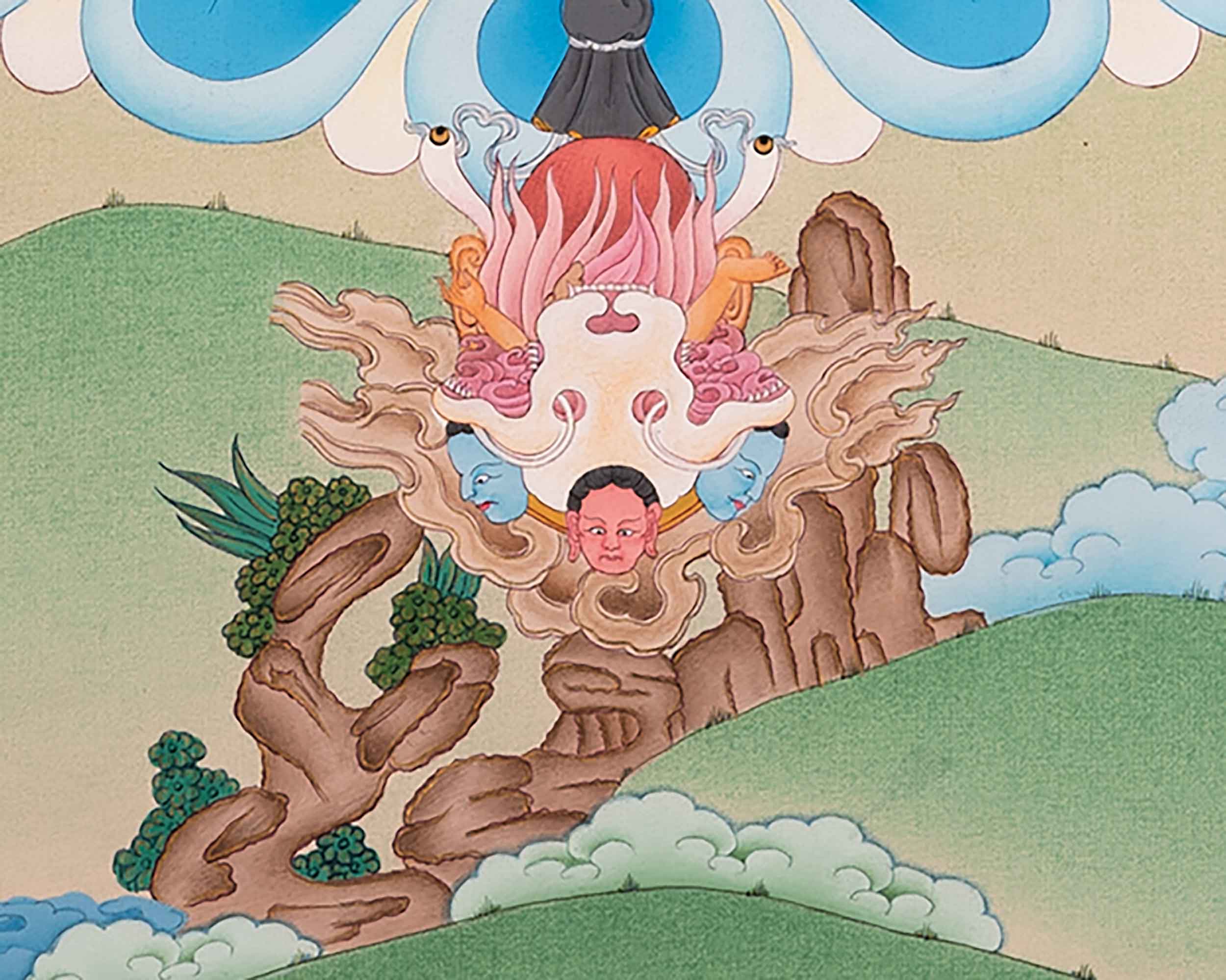 Hand Painted Mahakala Thangka Painting | Tibetan Mahakala Art For Buddhist Practice