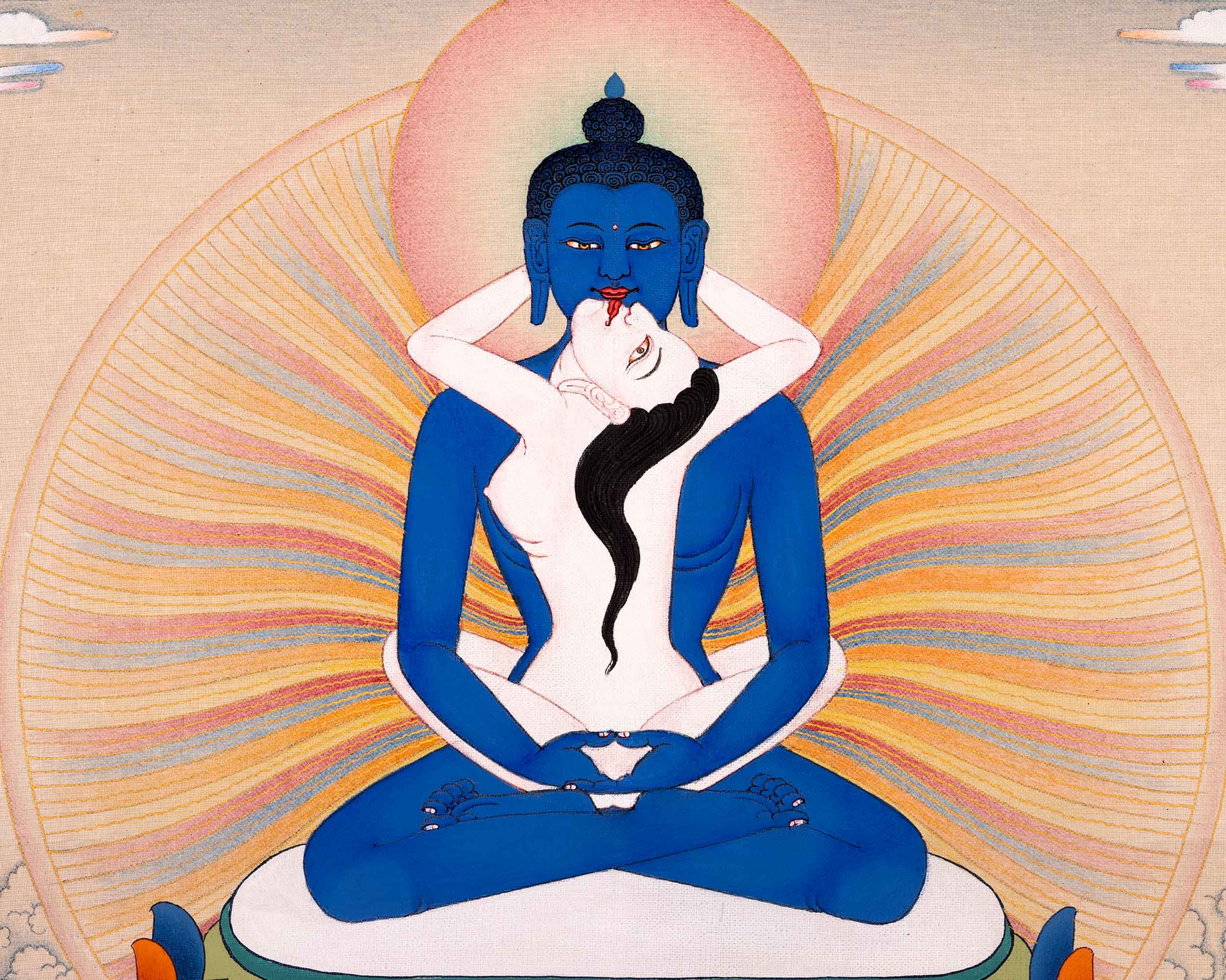 Samantabhadra And Samantabhadri Hand Painted Thangka | Himalayan Buddhist Sacred Art