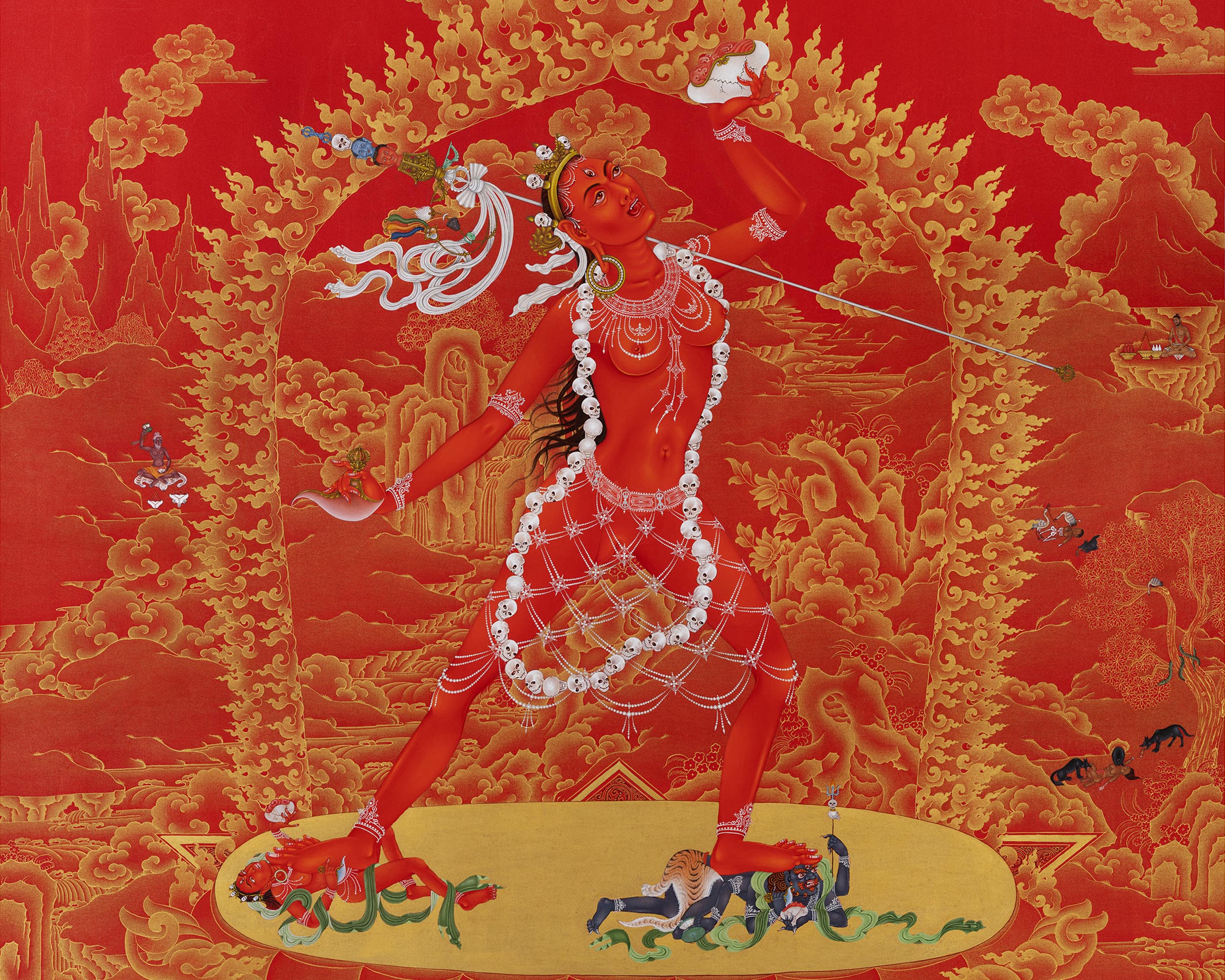 Dakini Vajrayogini With Citipati And Vajradharma Thangka