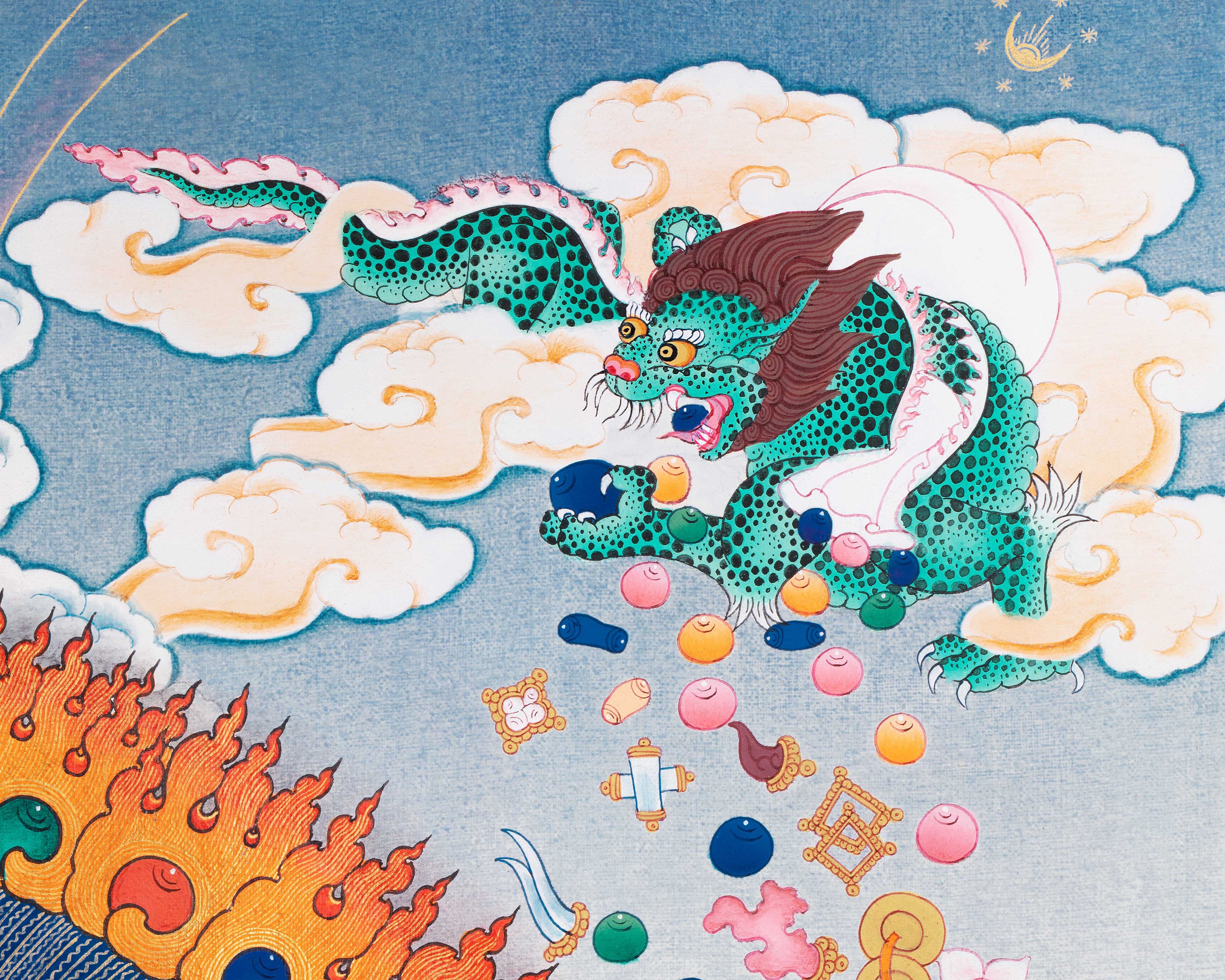 White Mahakala Thangka, High Quality Giclee Canvas Print, Digital Print