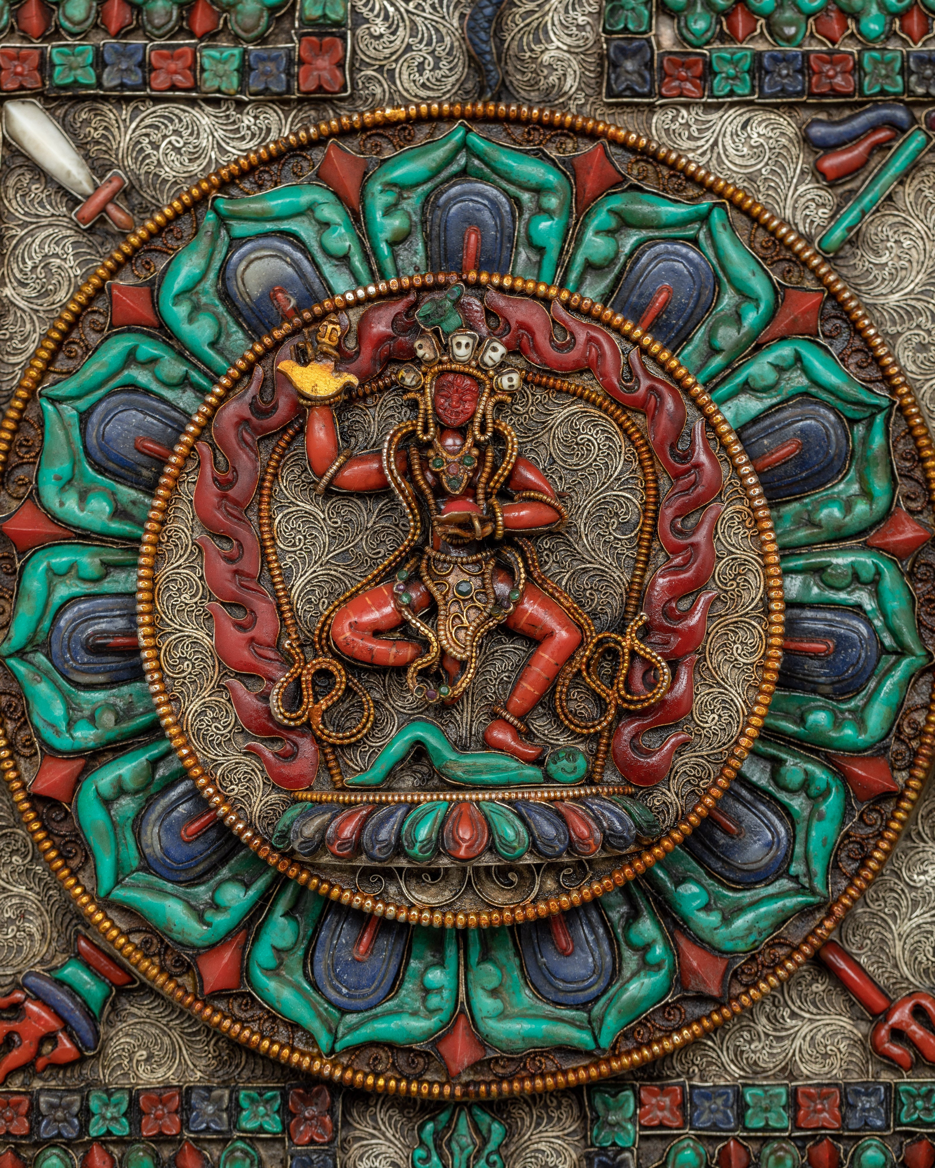 Handcrafted Round Mandala | Tibetan Deity Mandala Art | Home Decors