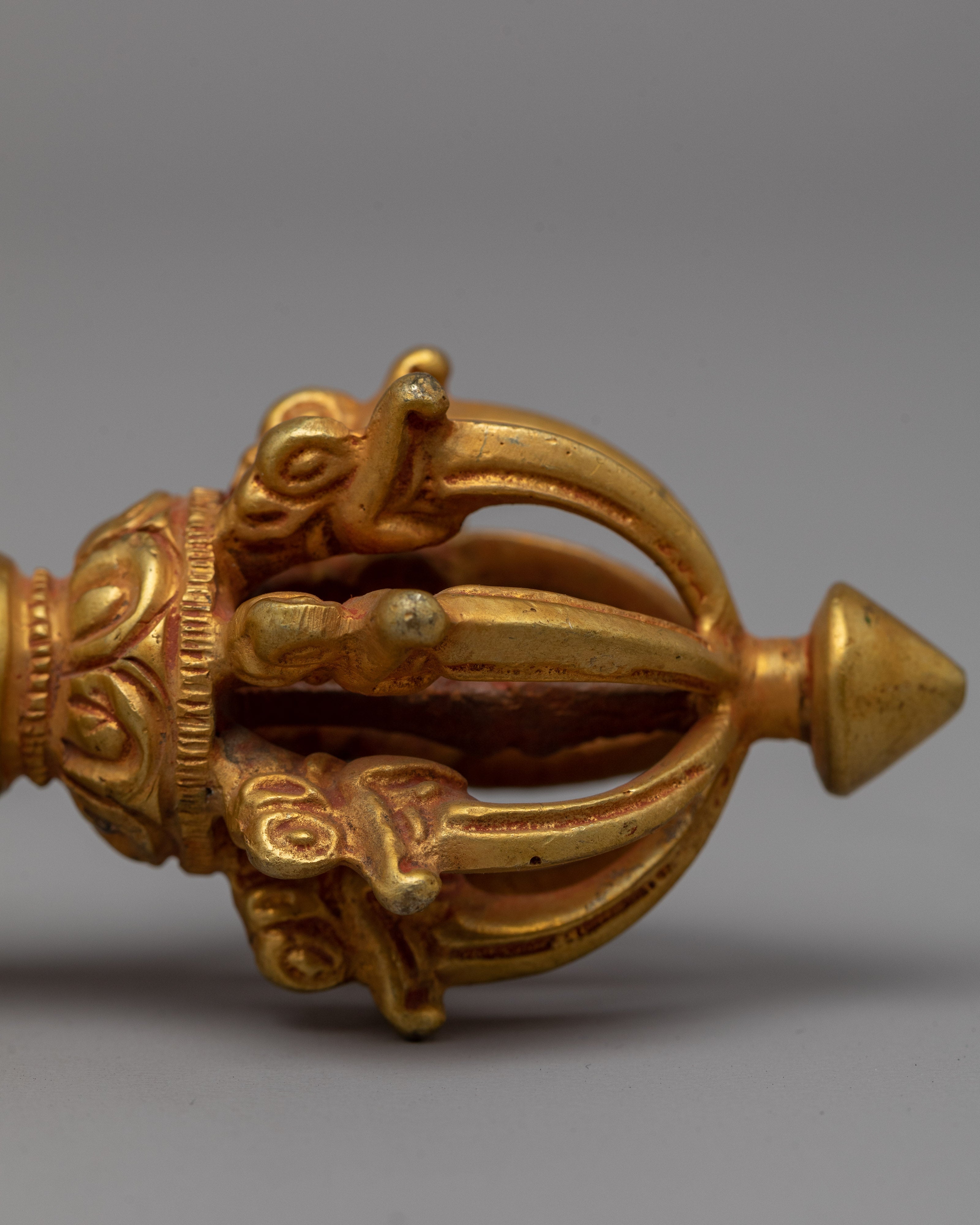 Handmade Tibetan Vajra Thunderbolt | 24k Gold Plated Vajra for Meditation