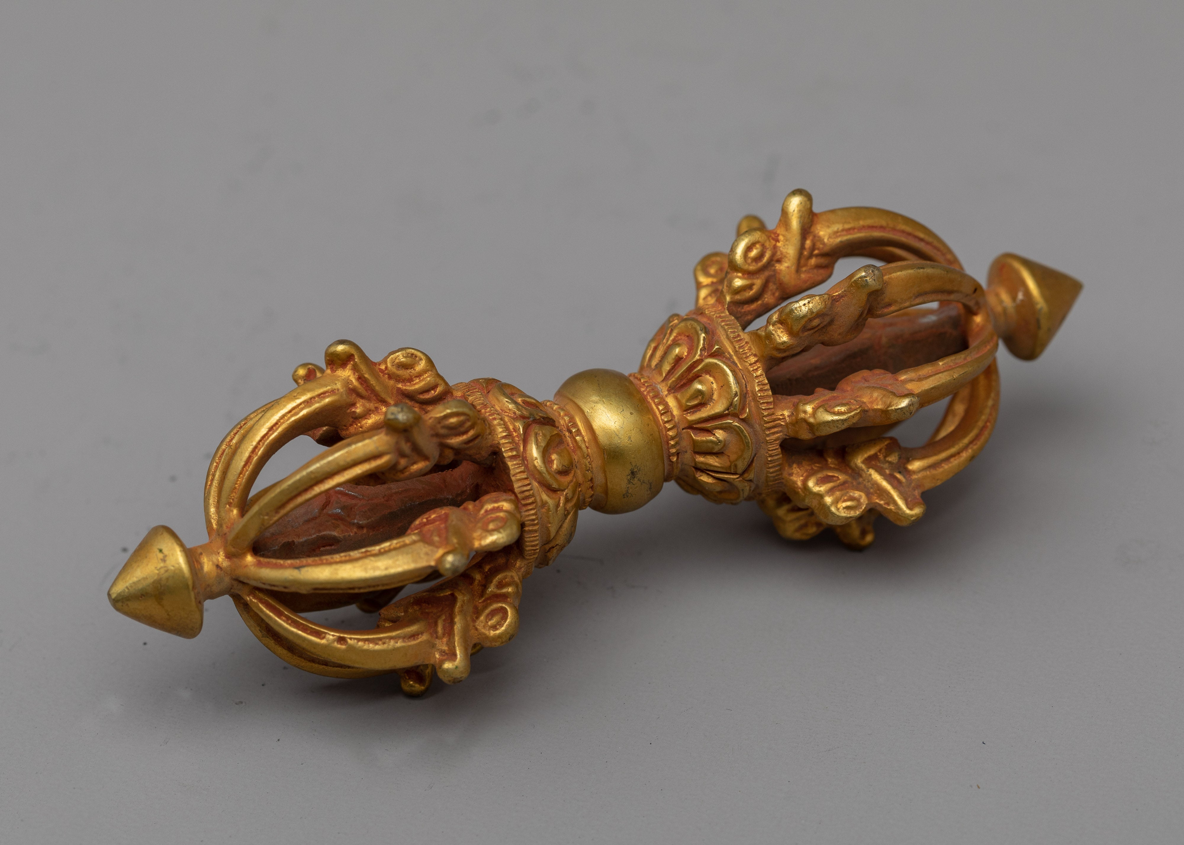 Handmade Tibetan Vajra Thunderbolt | 24k Gold Plated Vajra for Meditation