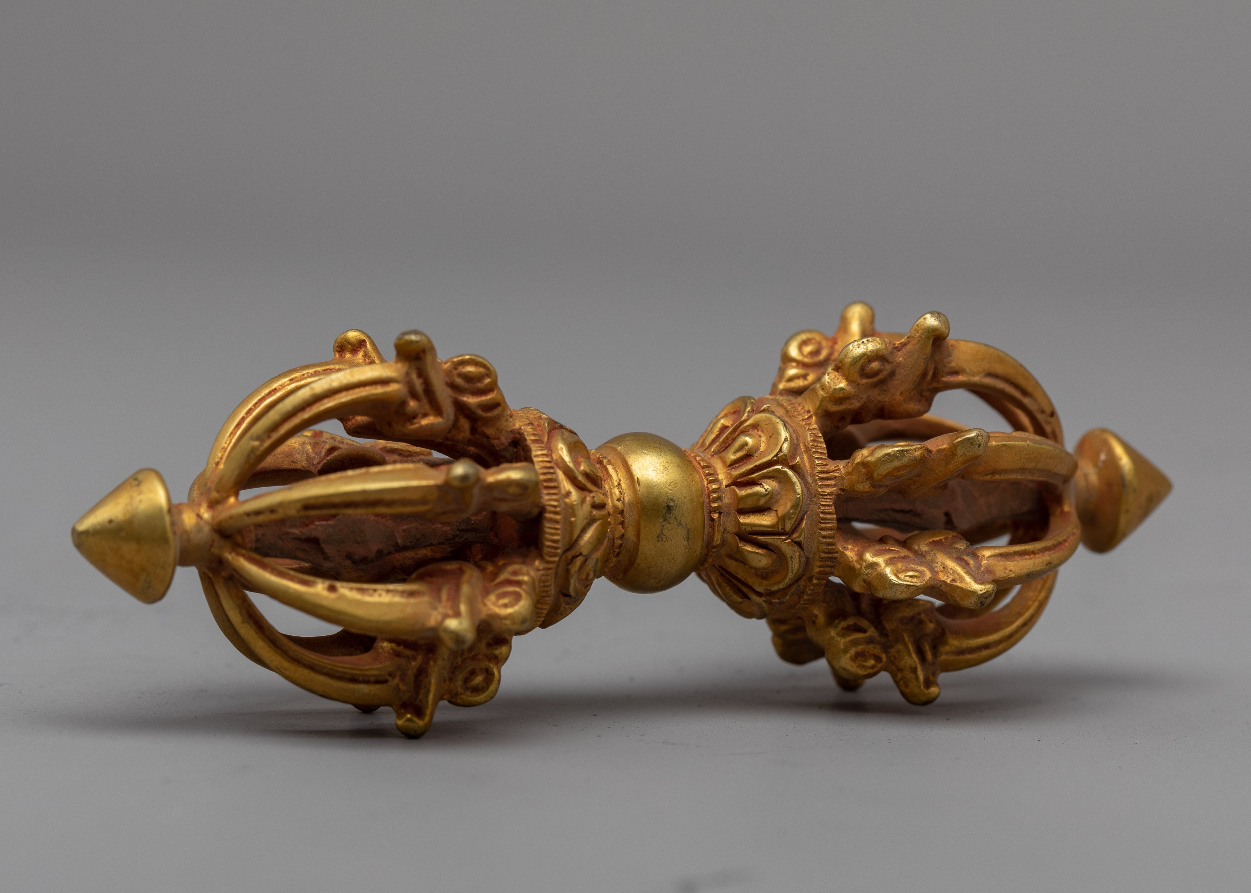 Handmade Tibetan Vajra Thunderbolt | 24k Gold Plated Vajra for Meditation