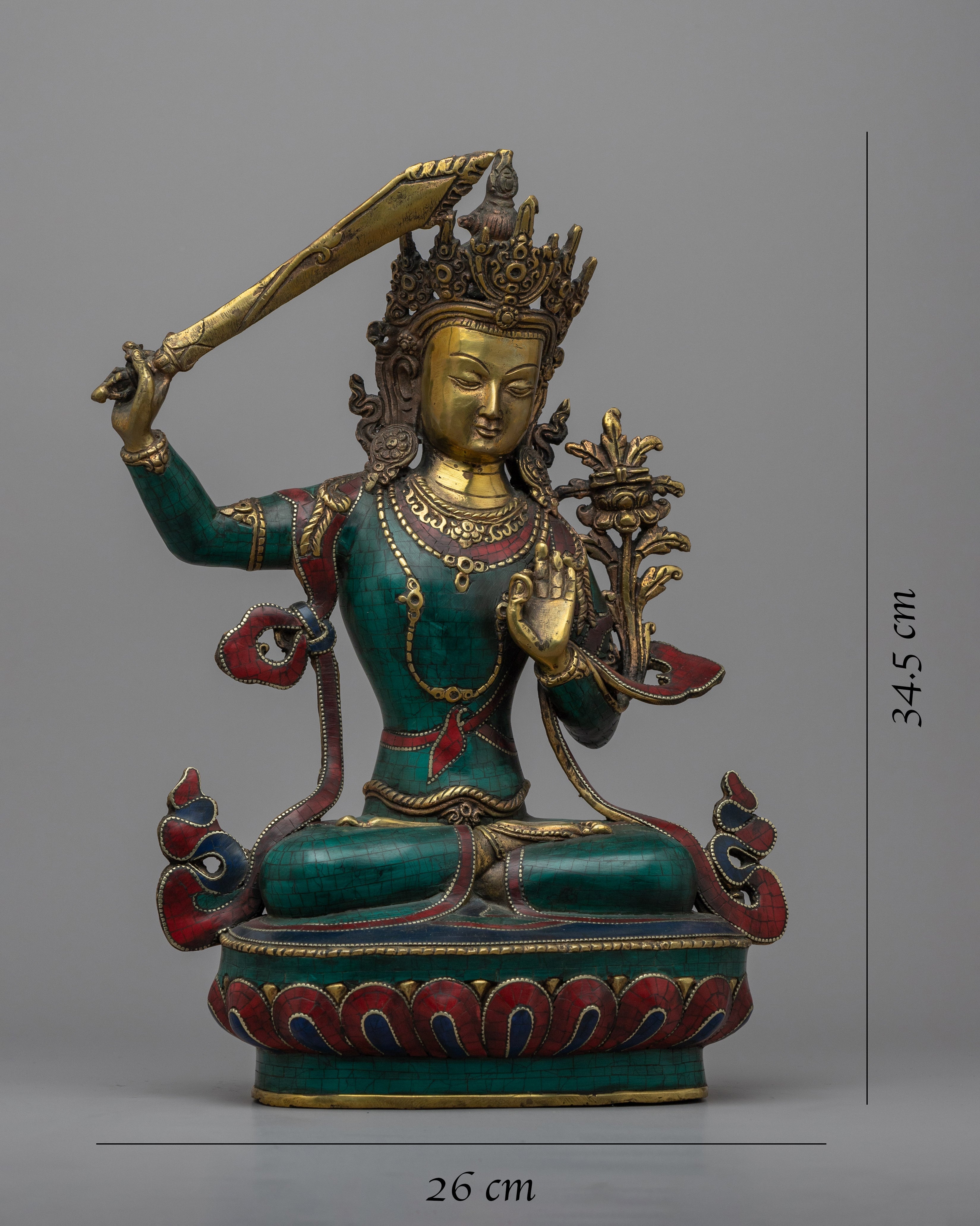 Manjushri Buddha Statue | Hand-Carved Bodhisattva Statue