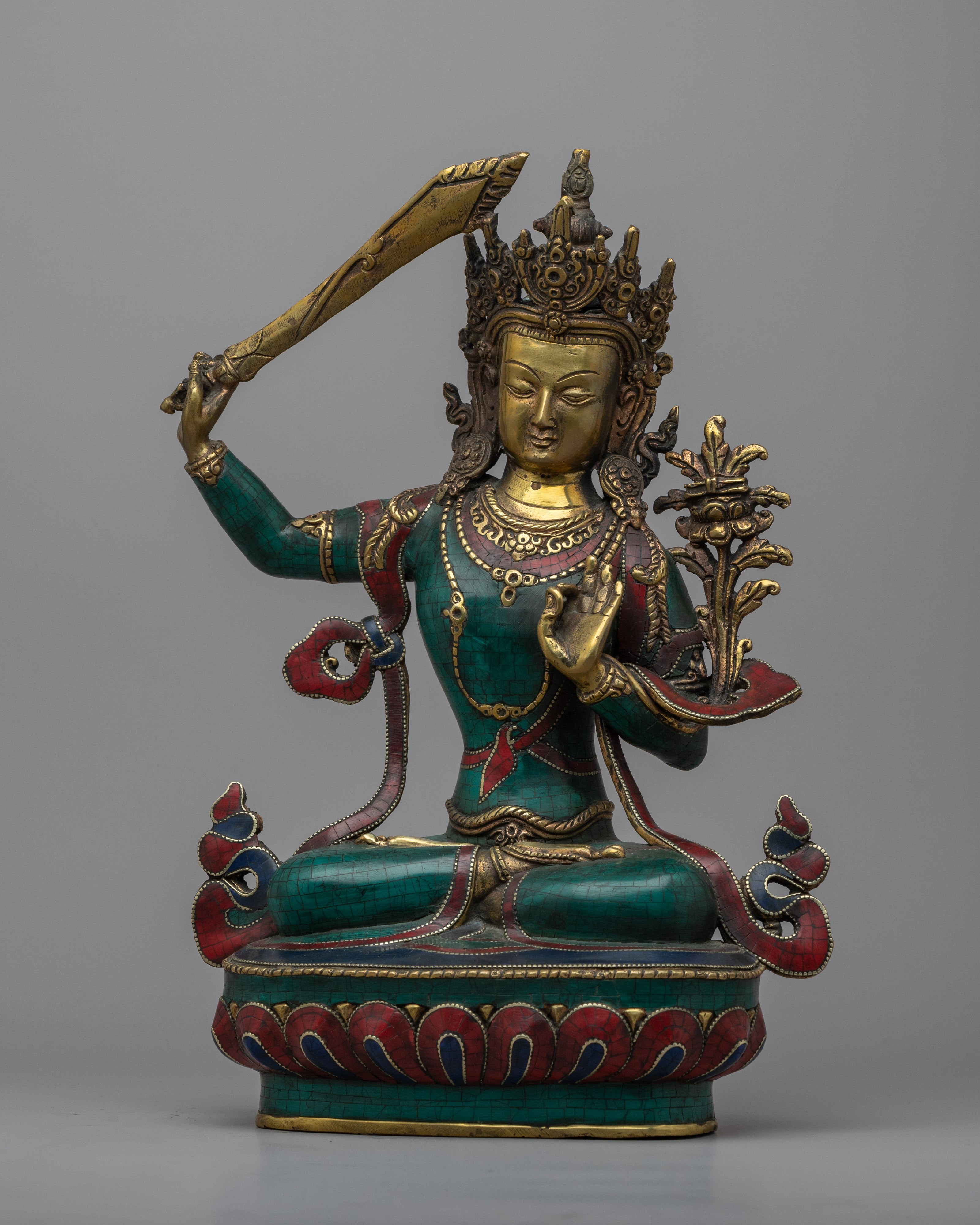 Manjushri Buddha Statue | Hand-Carved Bodhisattva Statue