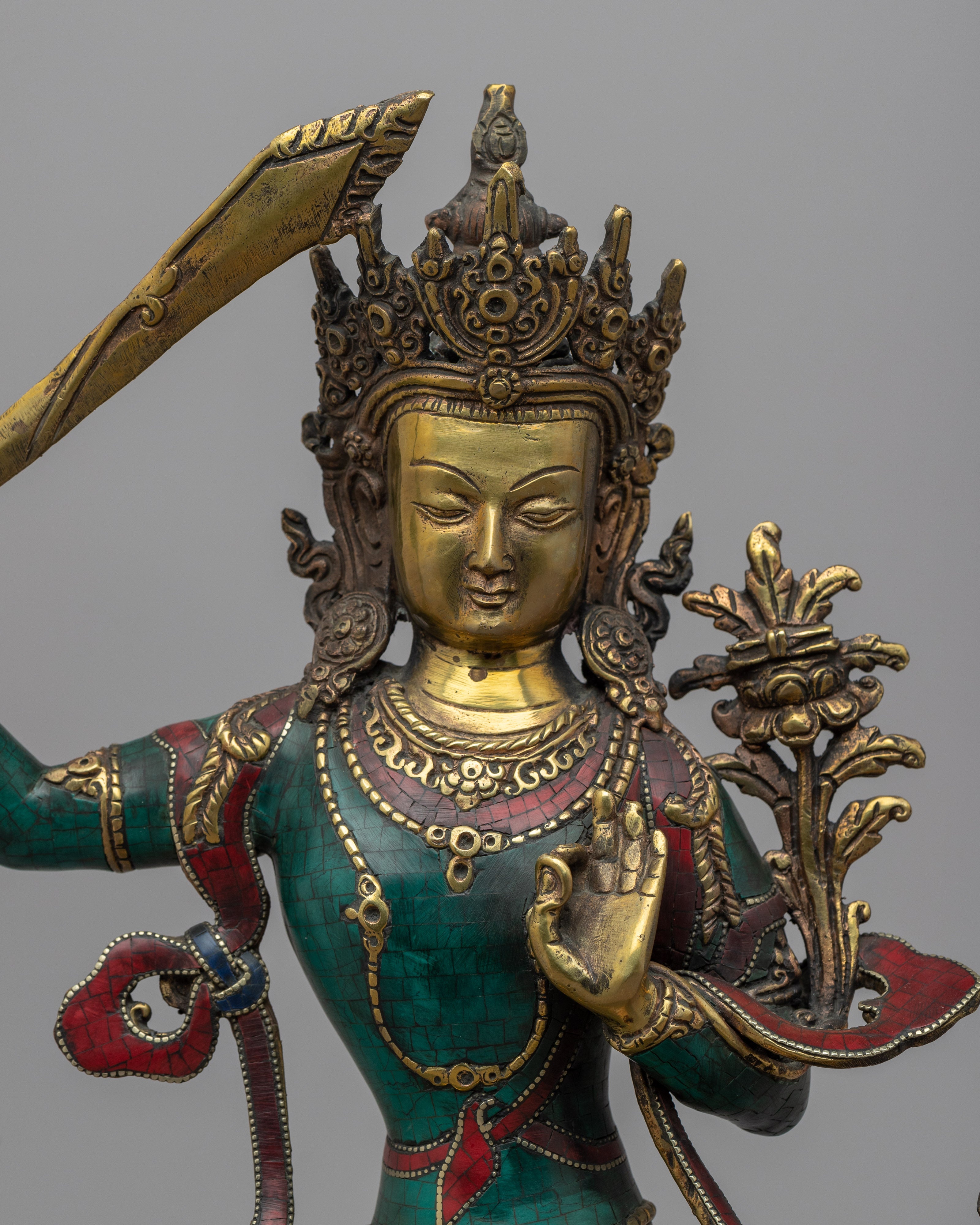 Manjushri Buddha Statue | Hand-Carved Bodhisattva Statue