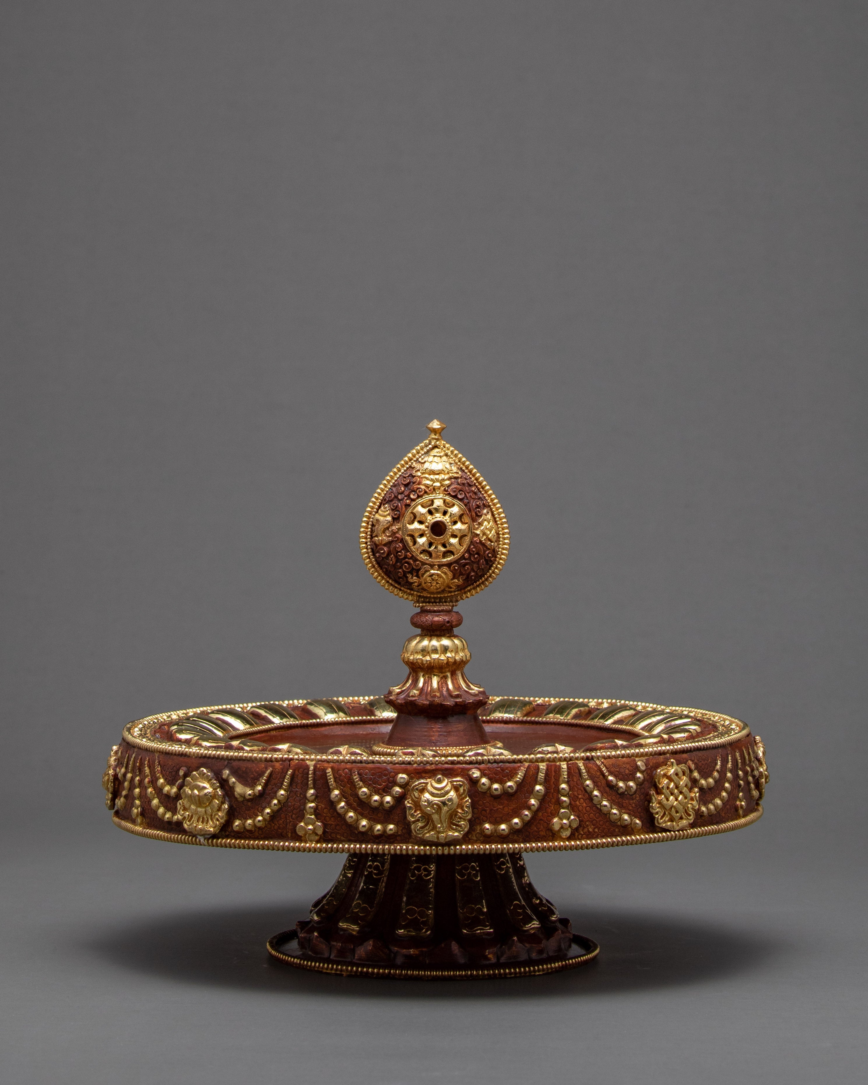 Traditional Rice Offering Set | Highly Decorated Copper Mandala