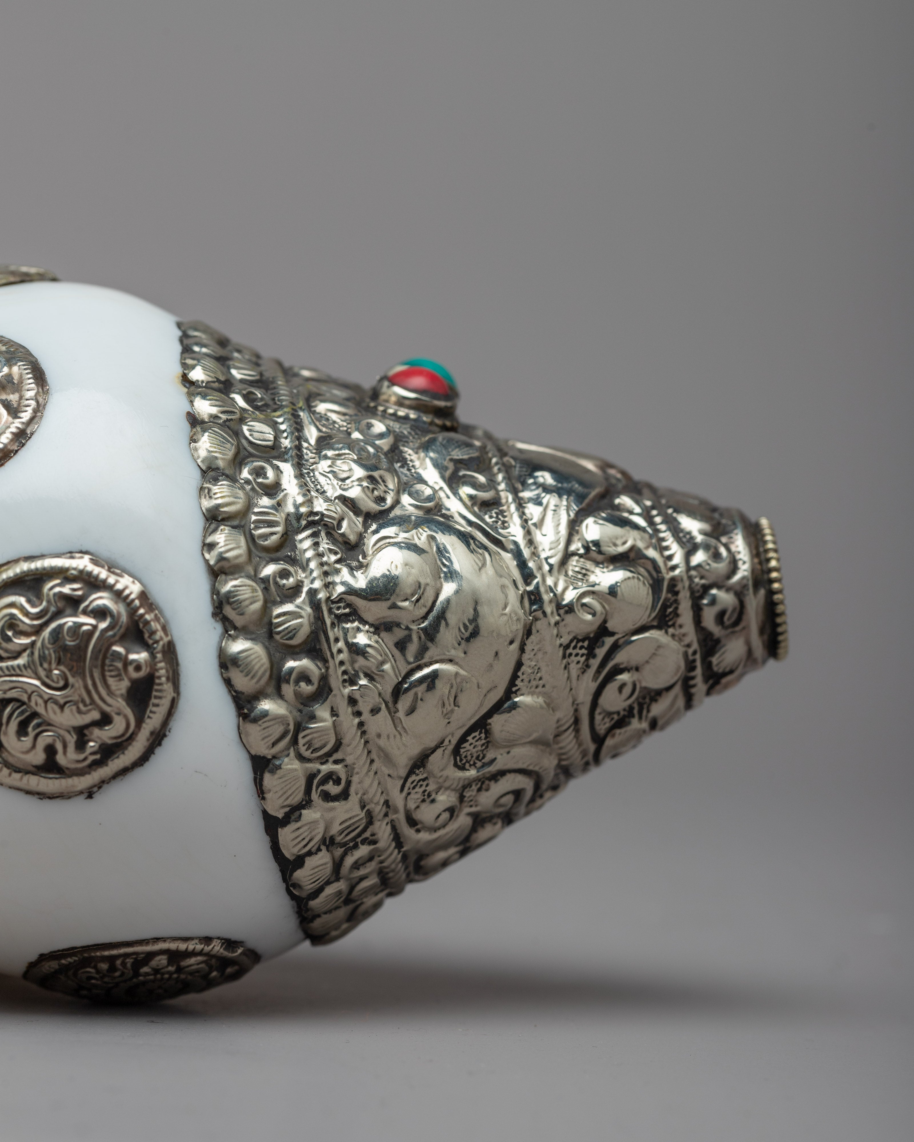 White Conch Shell | Auspicious Symbol Carved Sankha For Ritual Purpose