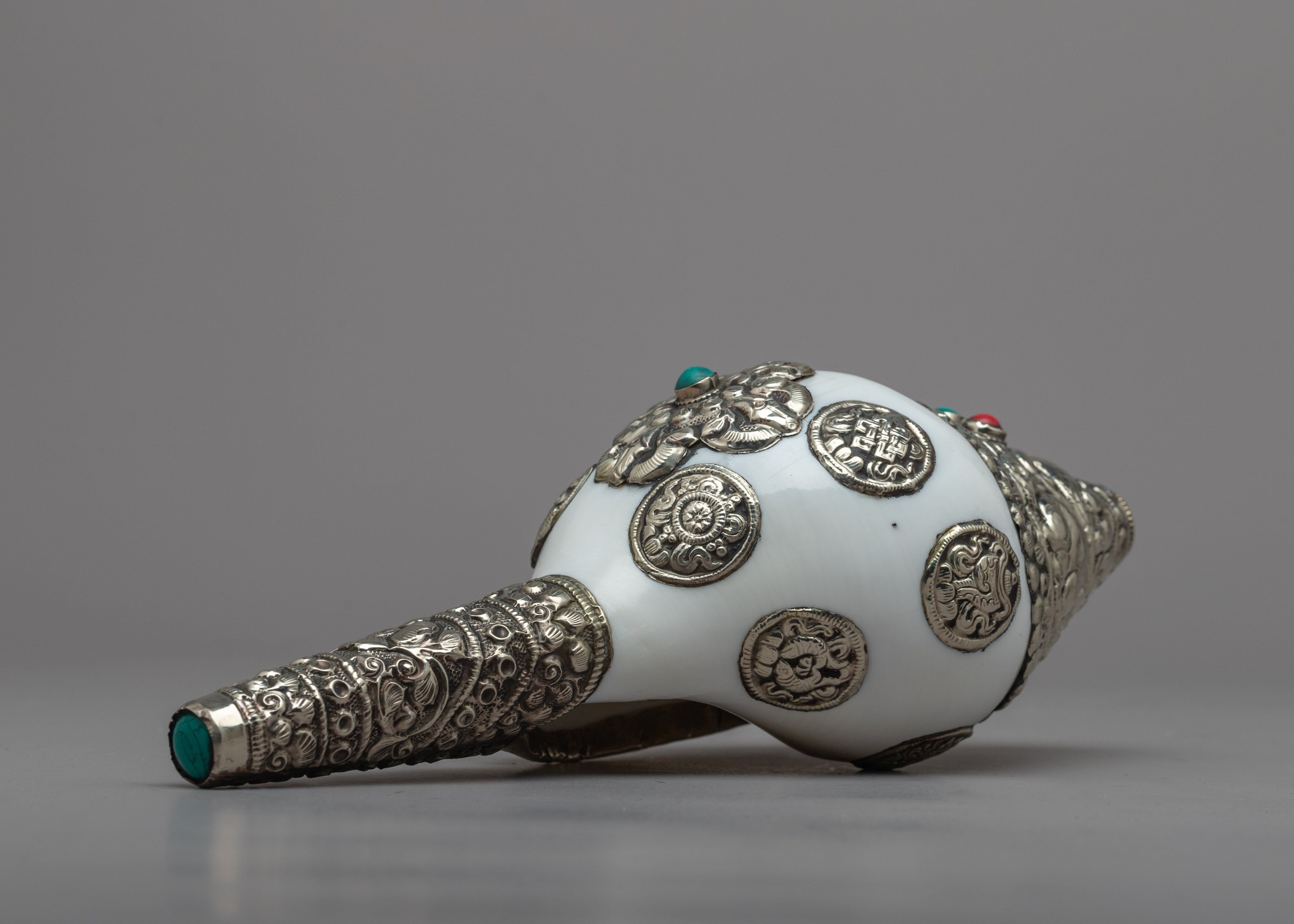 White Conch Shell | Auspicious Symbol Carved Sankha For Ritual Purpose