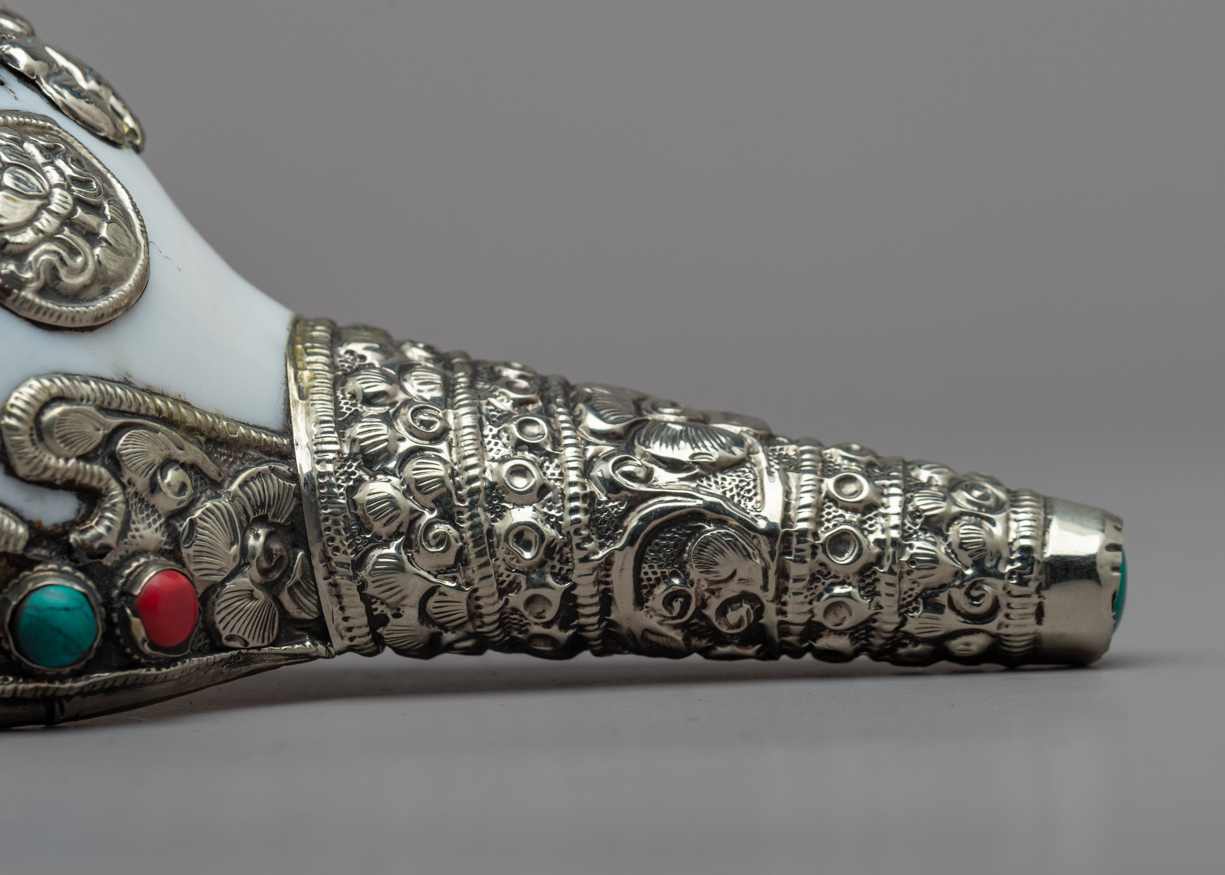 White Conch Shell | Auspicious Symbol Carved Sankha For Ritual Purpose