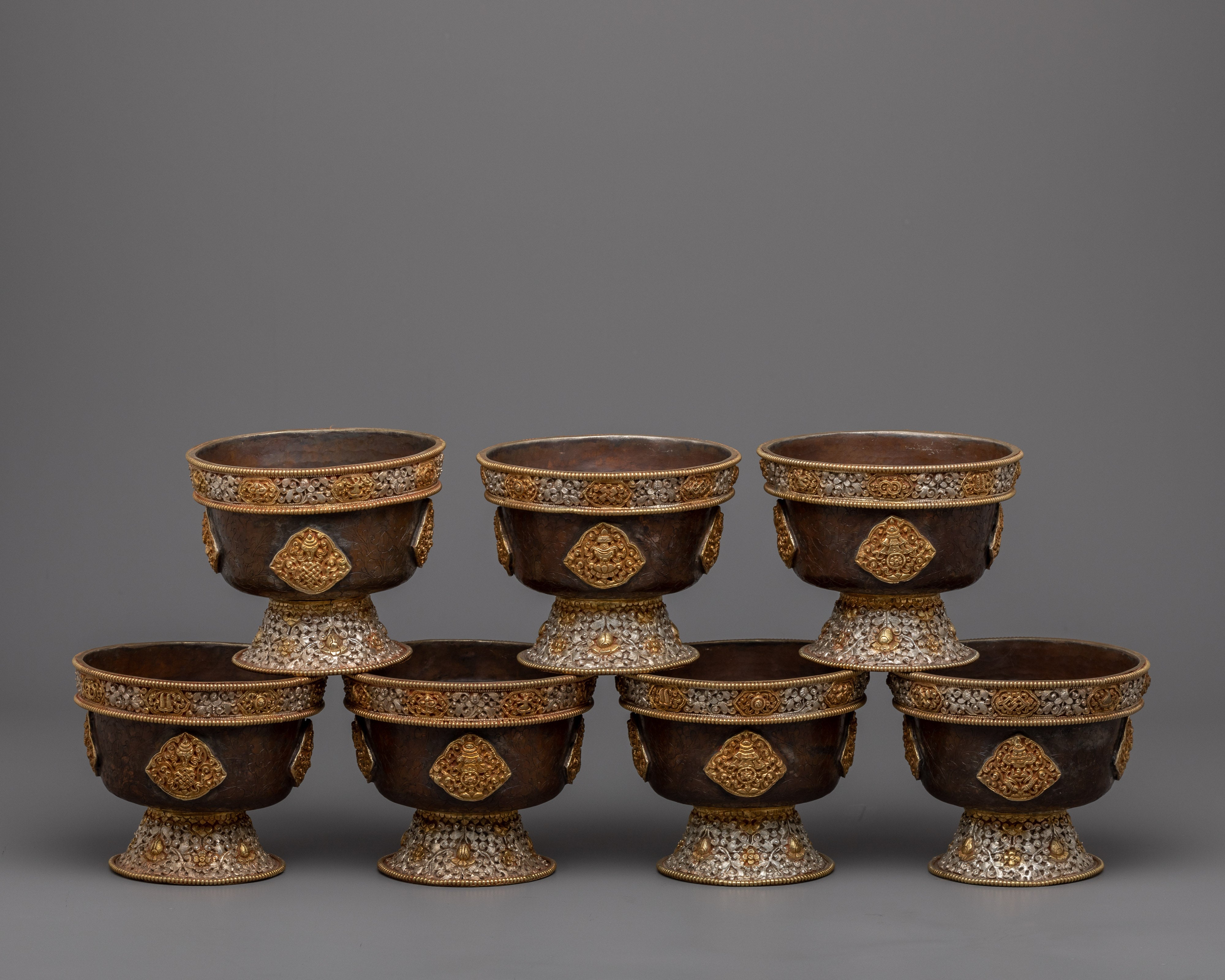 Water Offering Bowls | Traditional Himalayan Artwork
