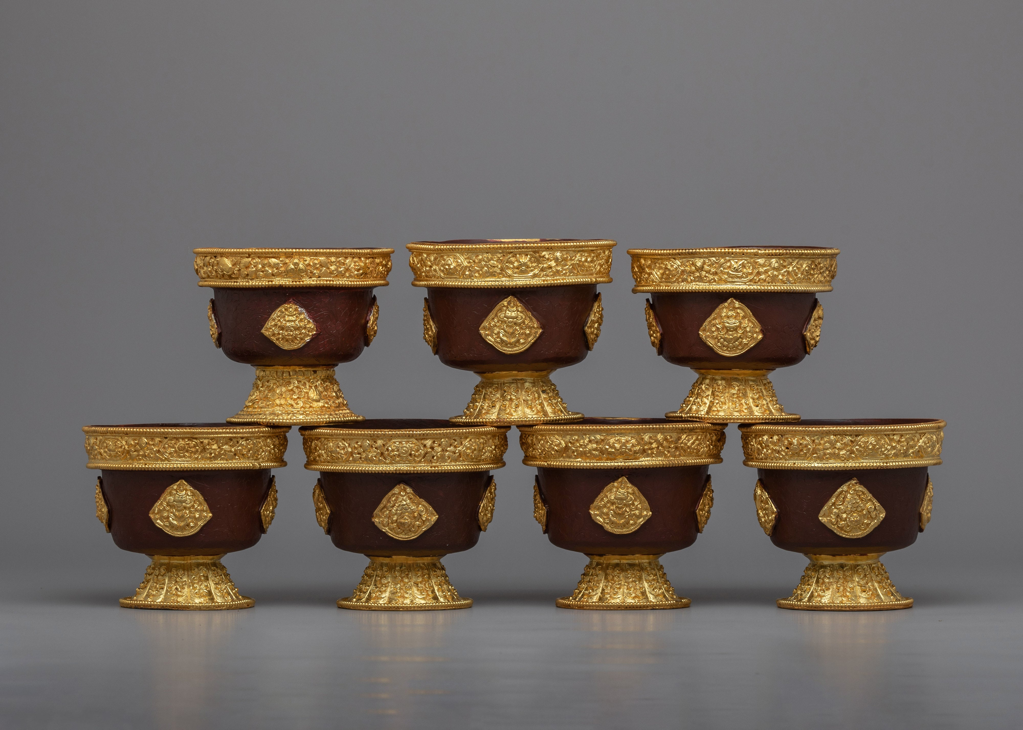 Copper Offering Bowl with Intricate Engravings | Symbolic Altar Centerpiece