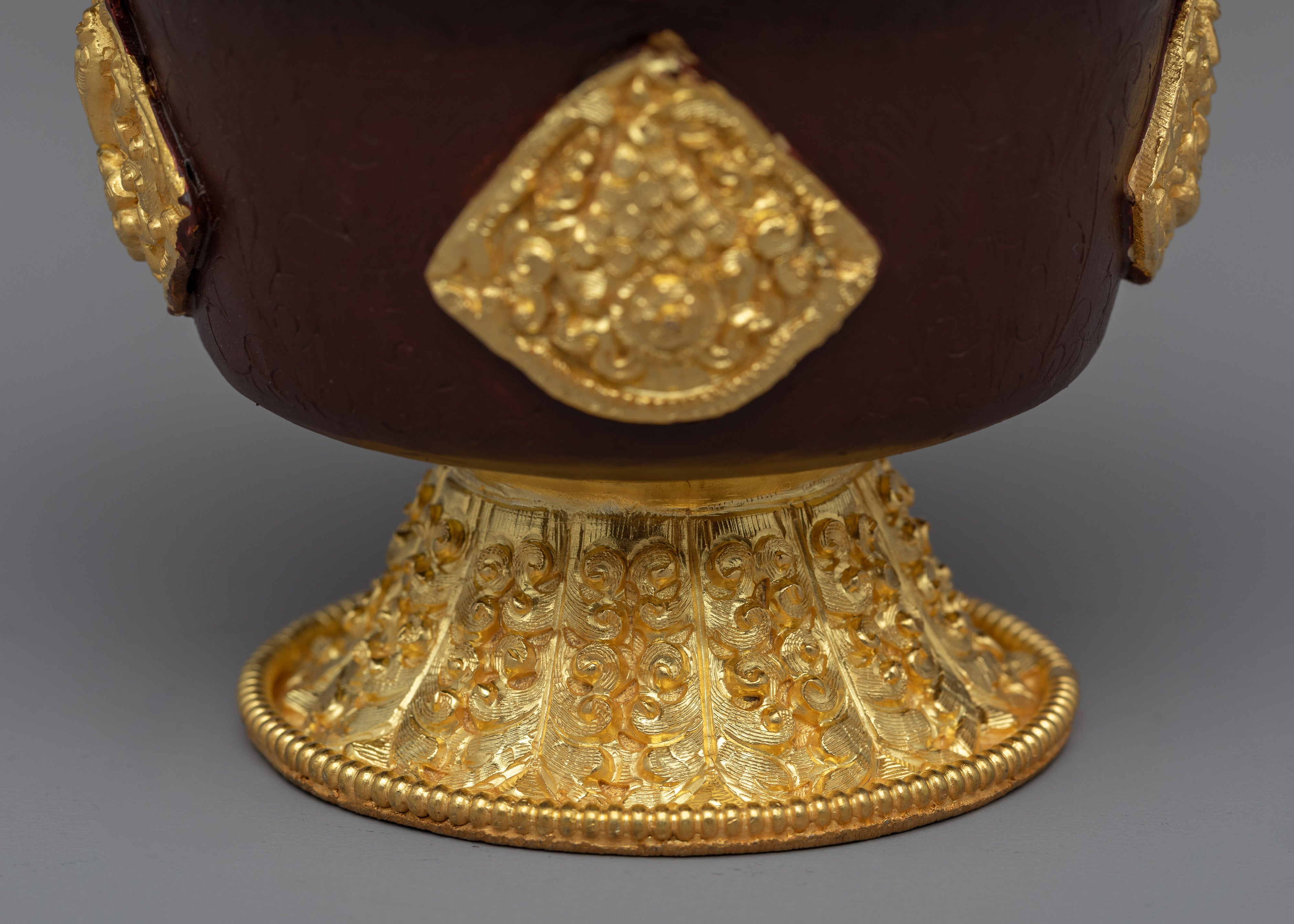 Copper Offering Bowl with Intricate Engravings | Symbolic Altar Centerpiece