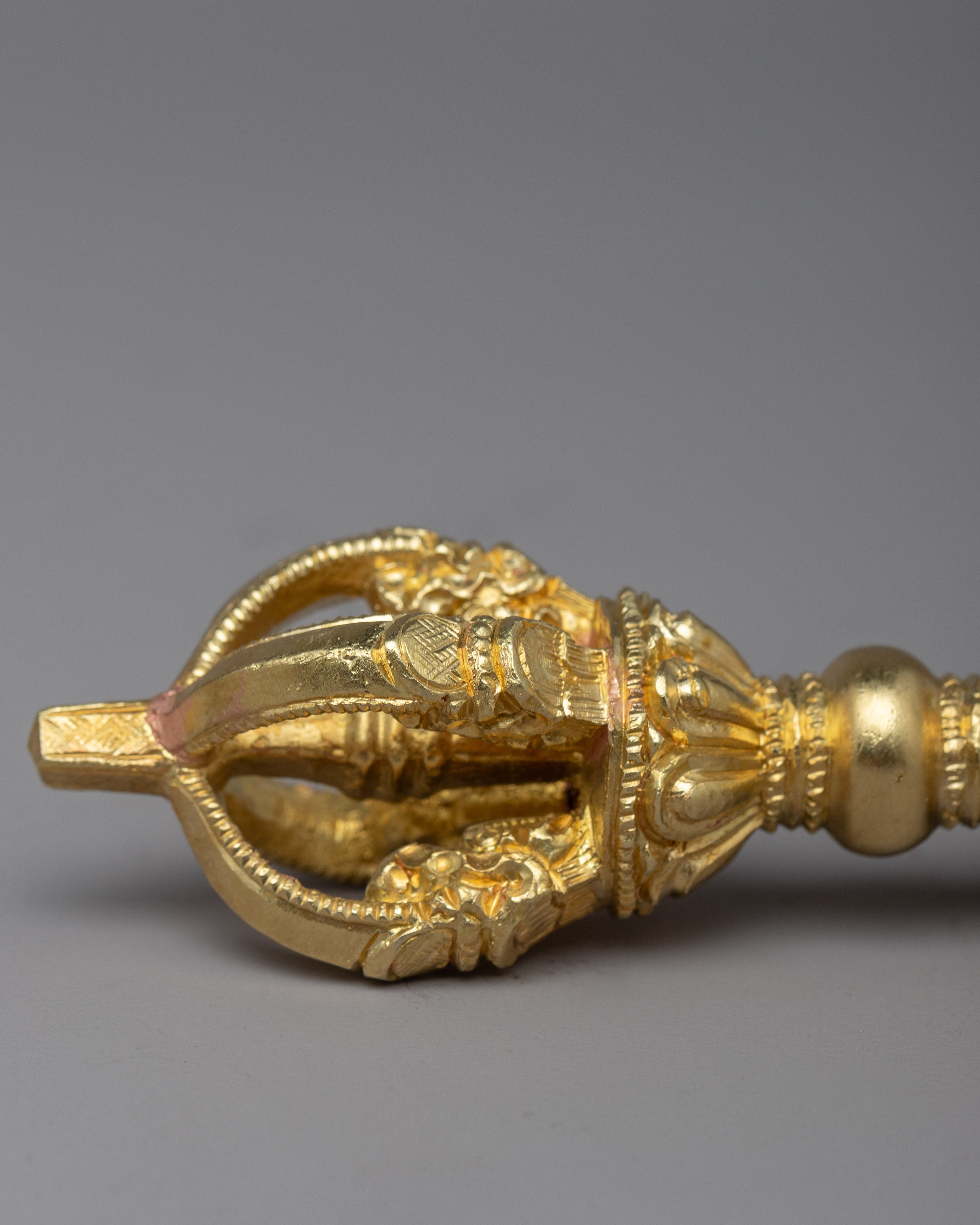 Tibetan Vajra and Bell Set | 24K Gold Plated Handles on Copper Body