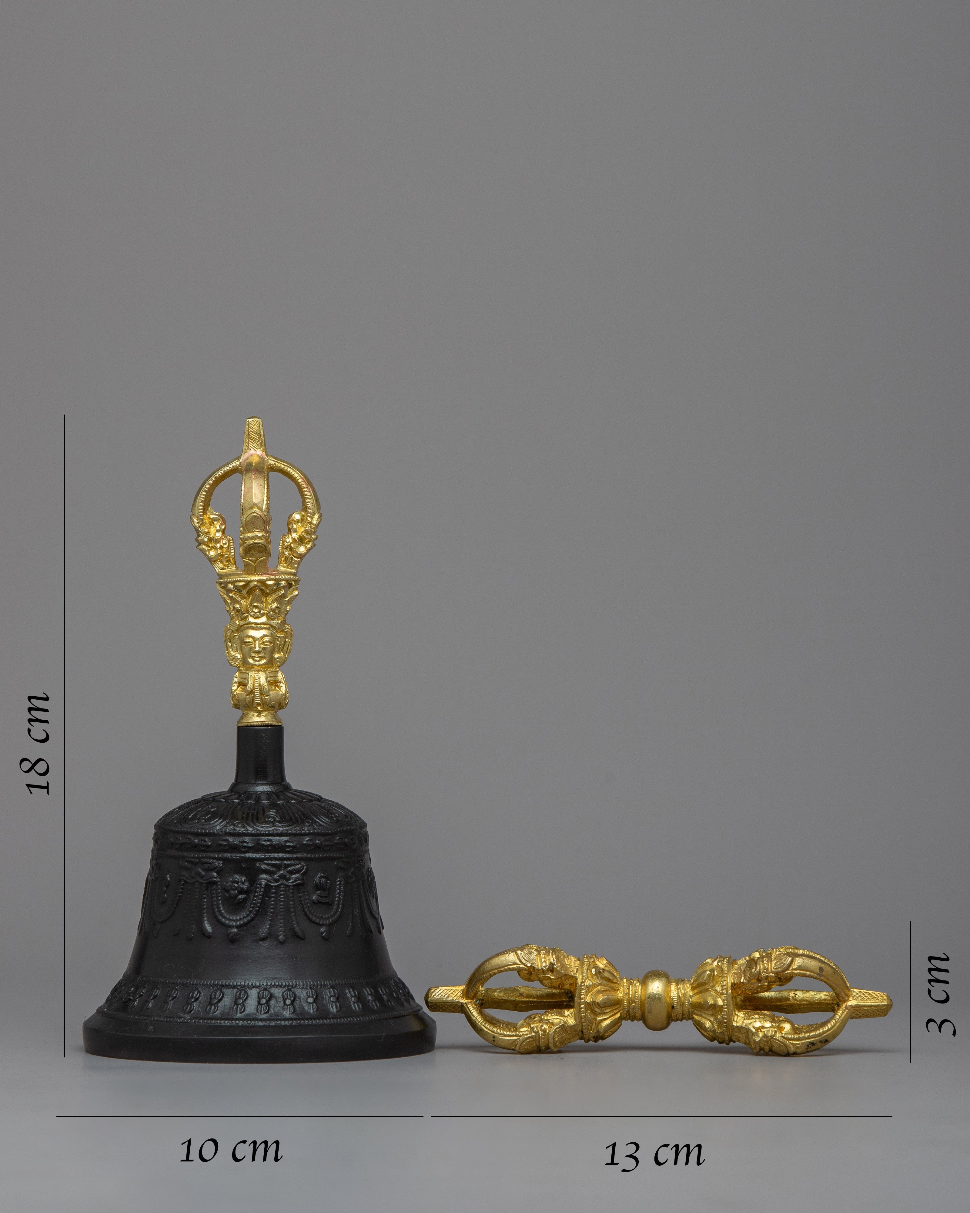 Copper Vajra and Bell Mantra Practice Set | 24k Gold Plated Handle for Enhanced Spiritual Experience
