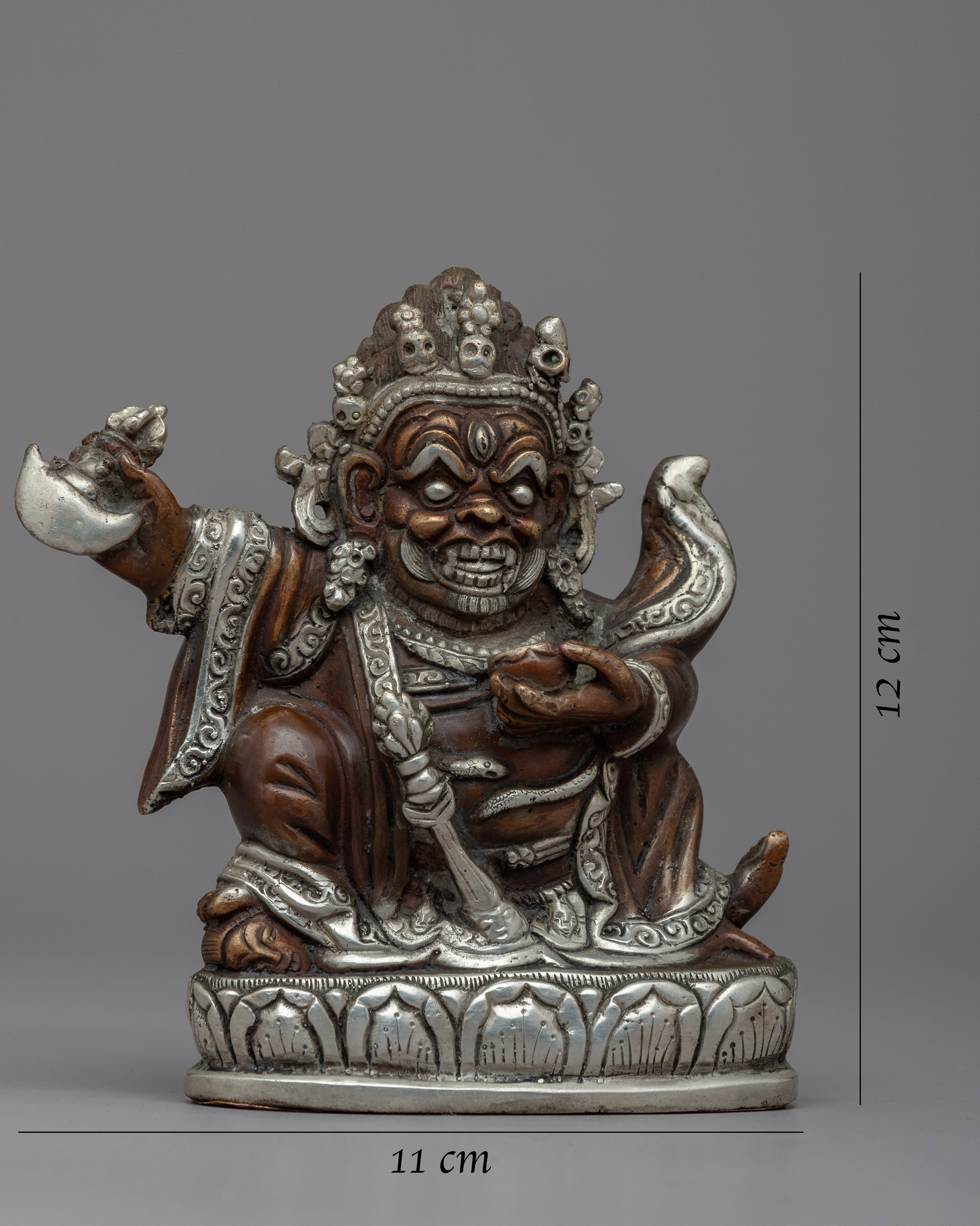 Mahakala Bernagchen Statue | Copper Body with Silver Plating for Decor