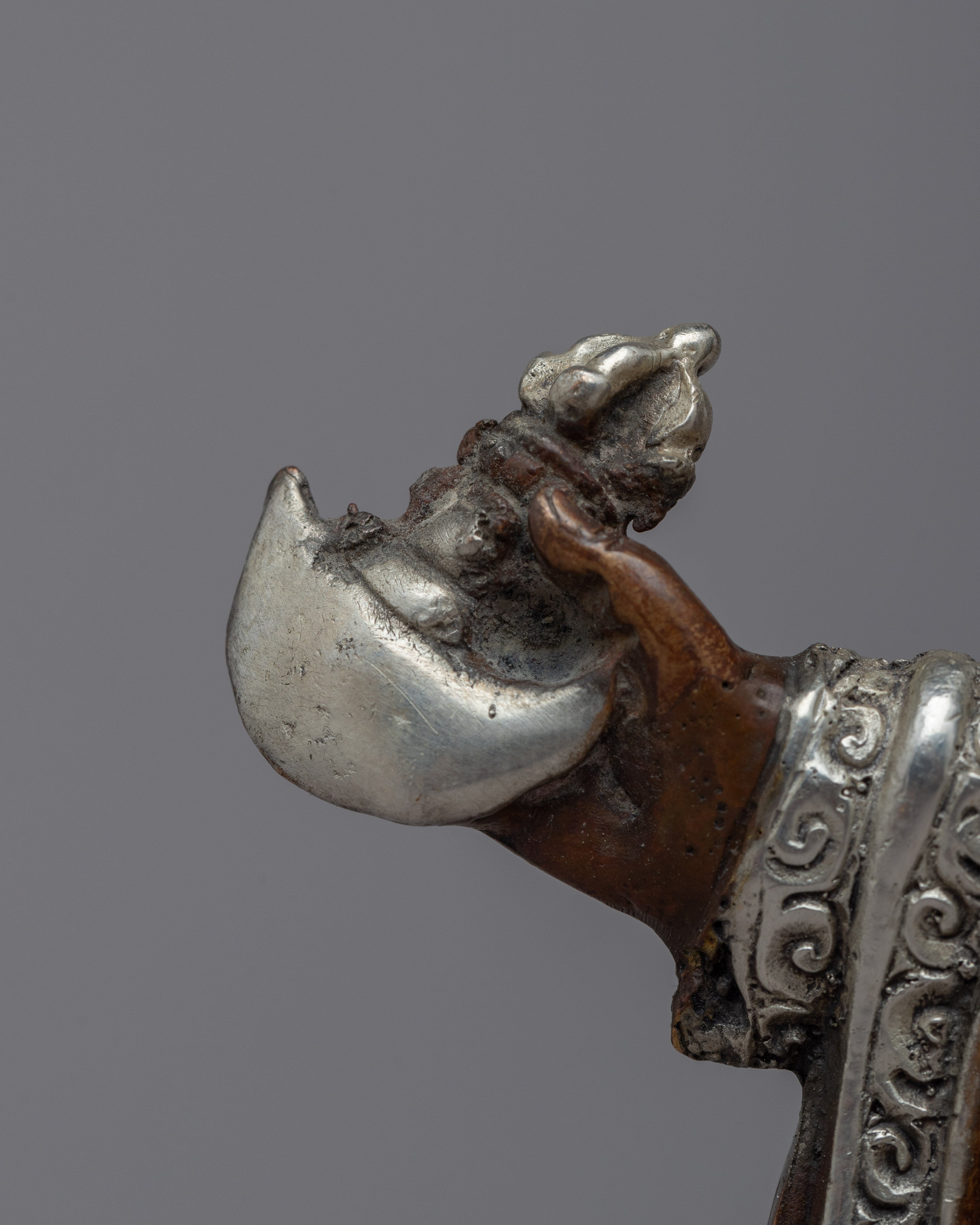 Mahakala Bernagchen Statue | Copper Body with Silver Plating for Decor