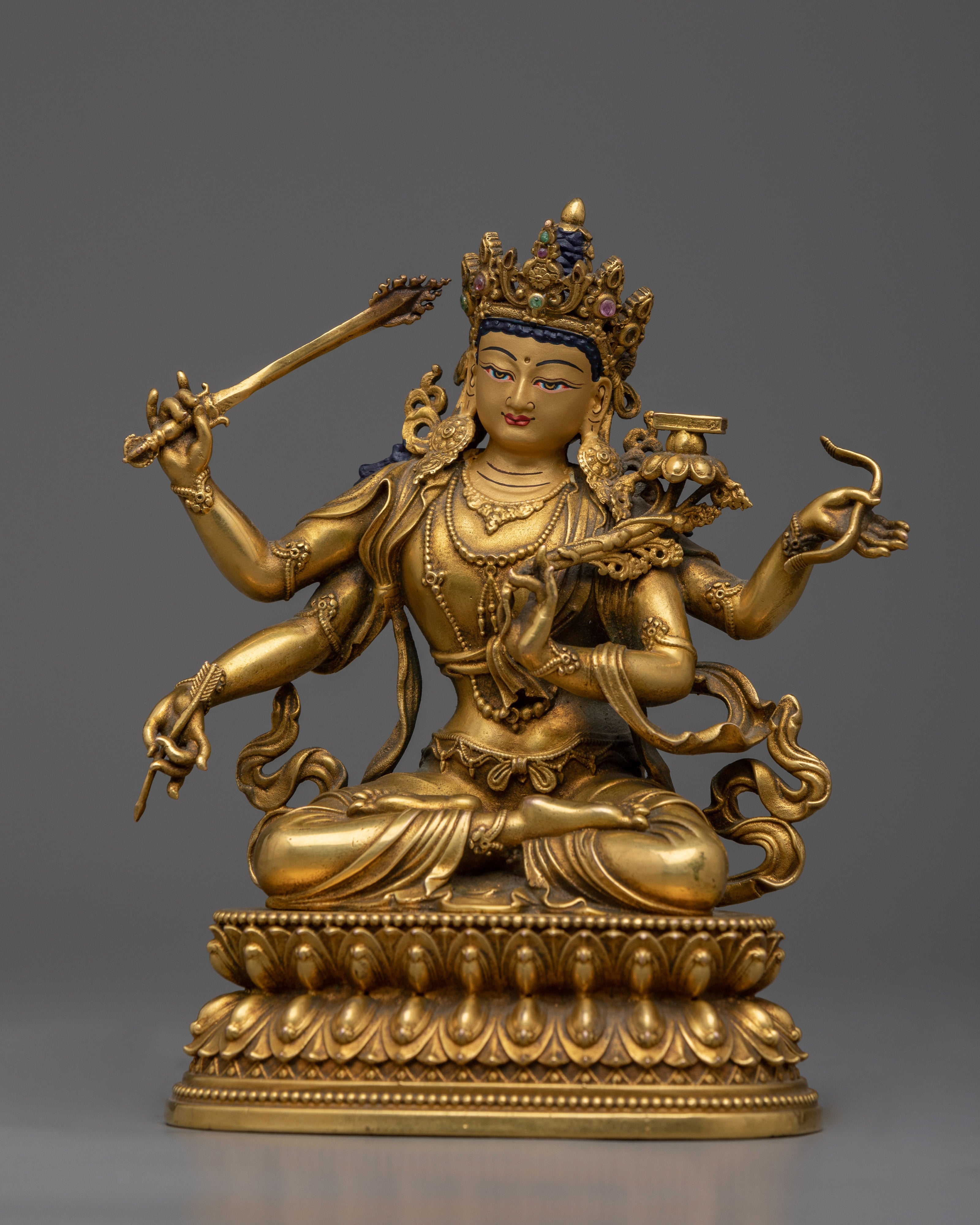 Machine Made Maha Manjushri Tibetan Statue | A Piece of Nepalese Artistry