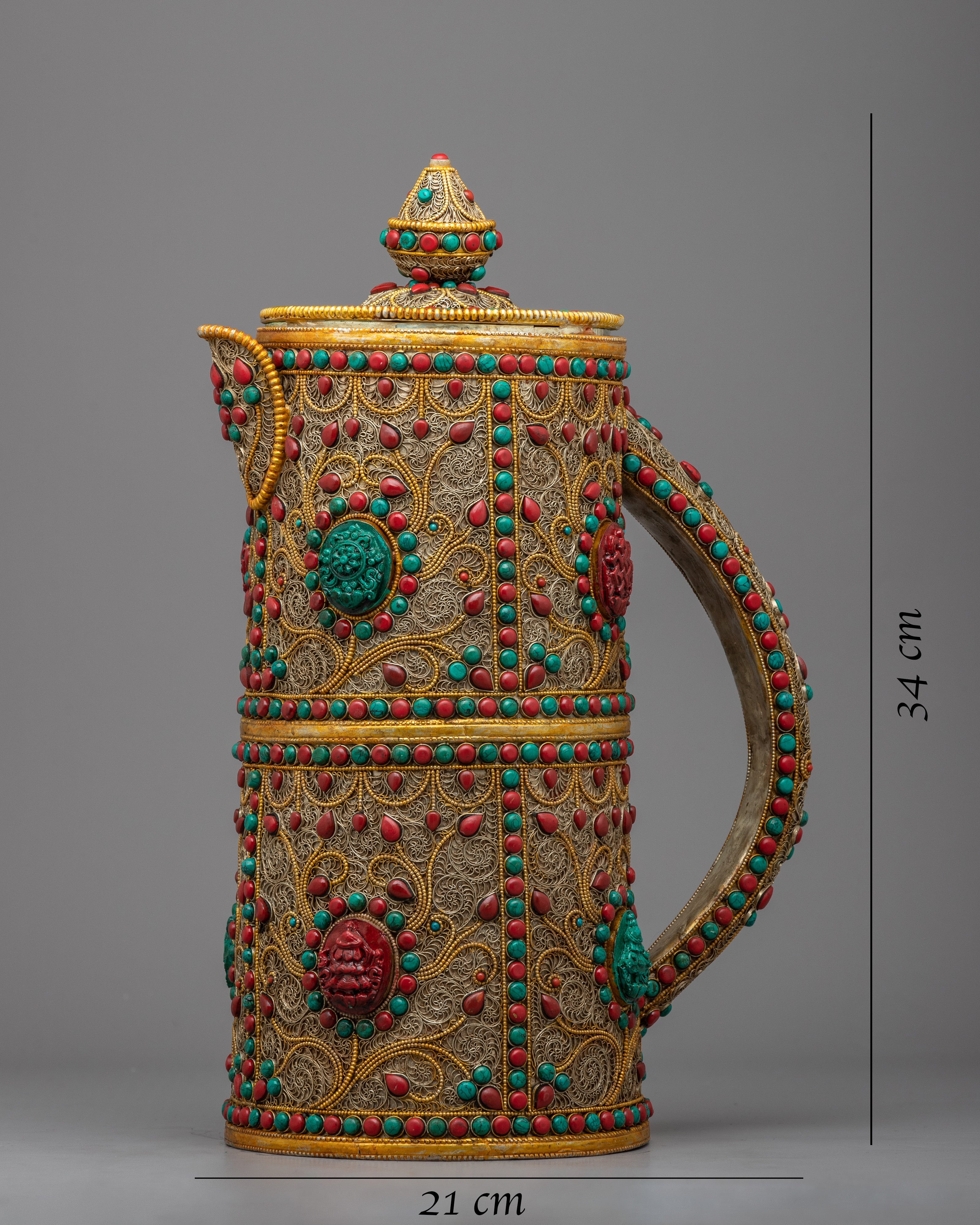 Buddhist Traditional Tea Pot | Gemstones Embedded on the Pot