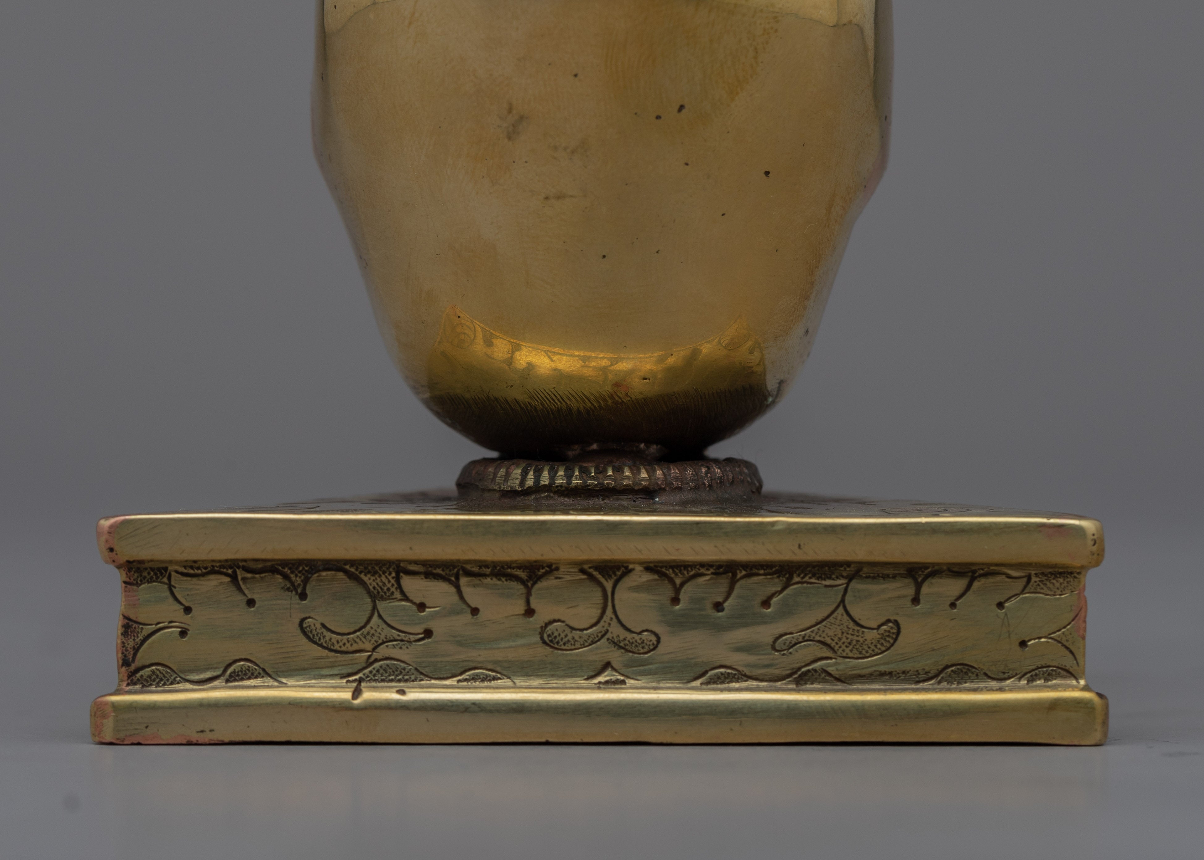 Brass Buddhist Knife with Skull Stand | Phurba for Rituals and Ceremonies"