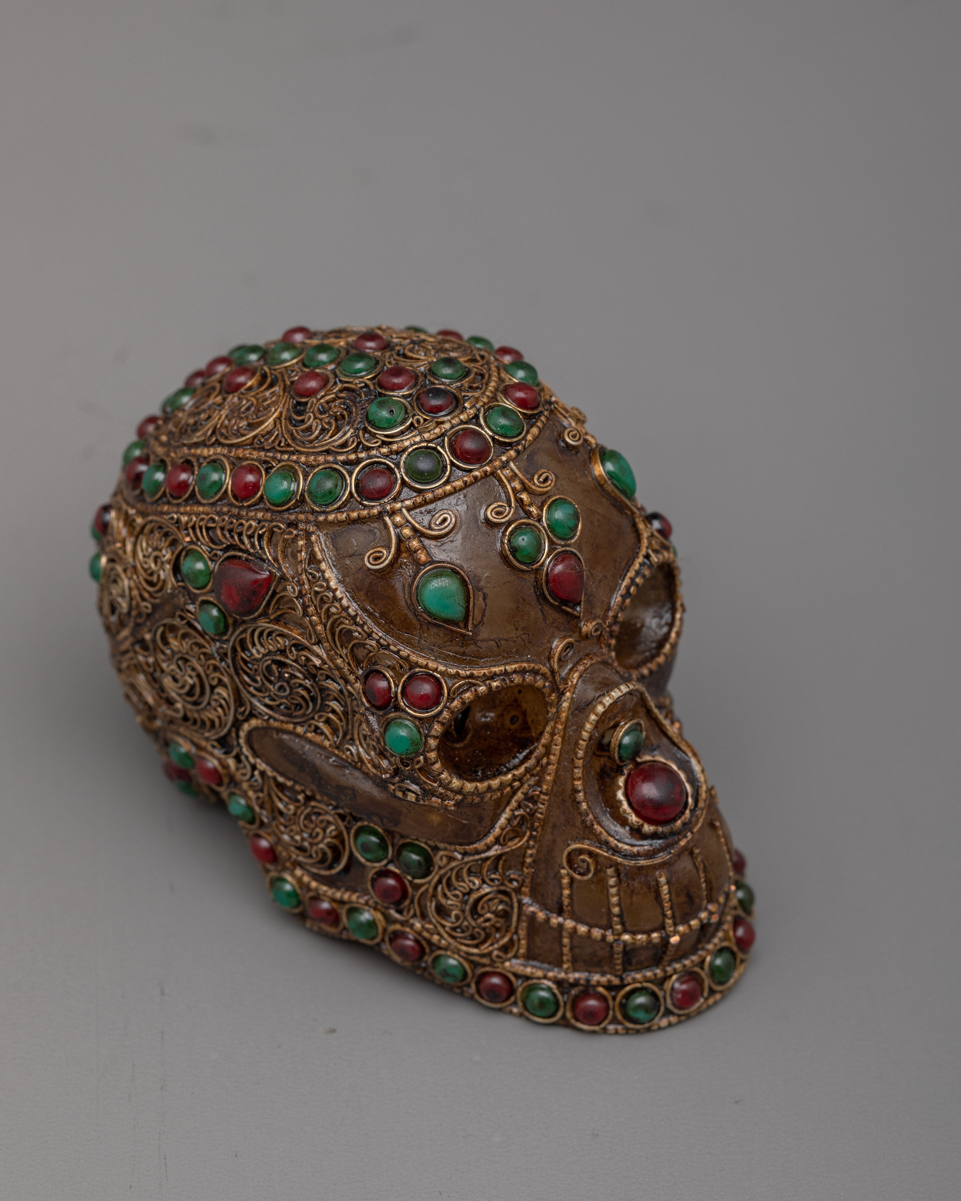 Skull Crystal with Gemstones | Stunning Silver Plated Decoration for Home or Office