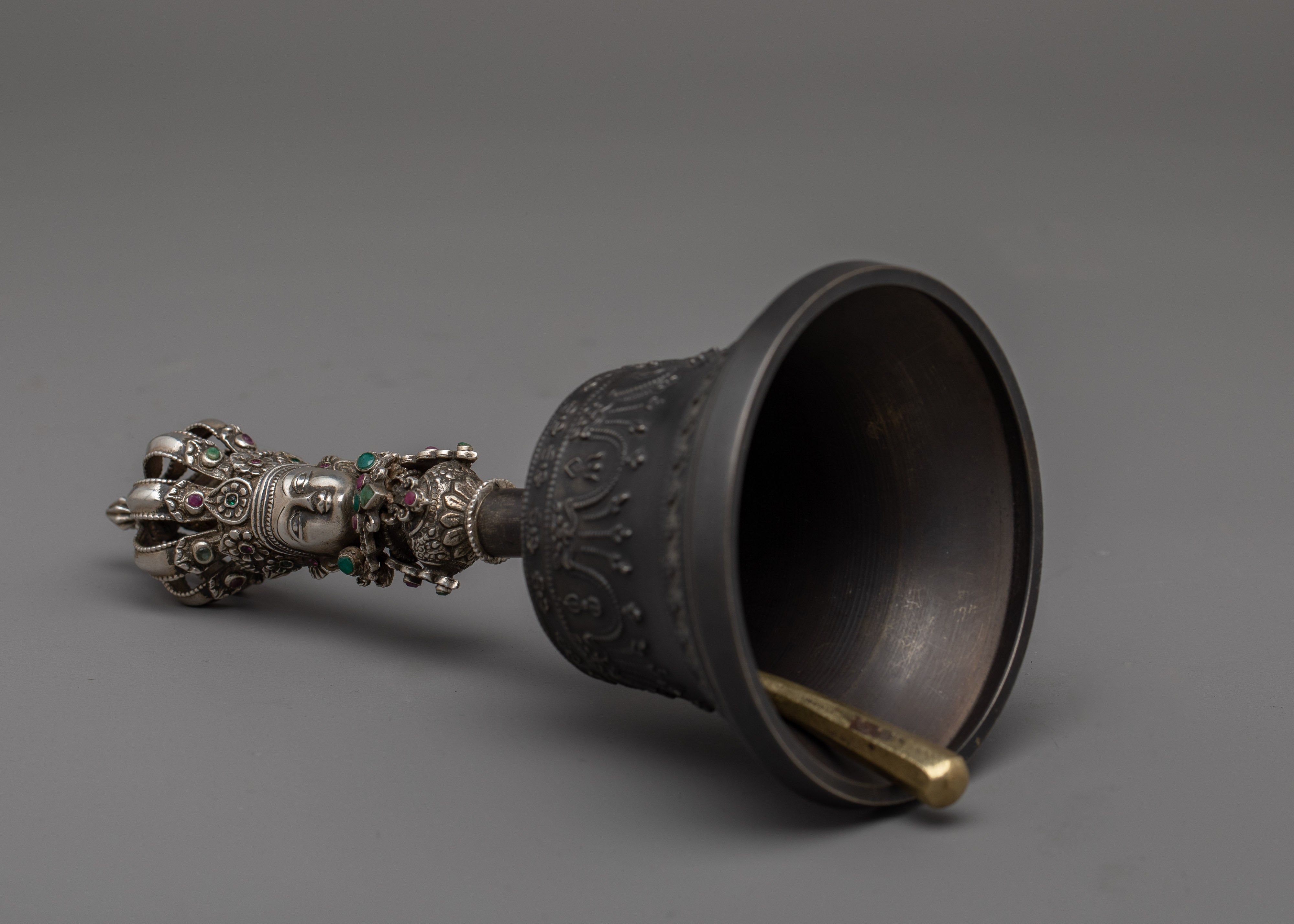 Buddhist Bell and Vajra Set | Exquisite Coppre Body with Silver Plating
