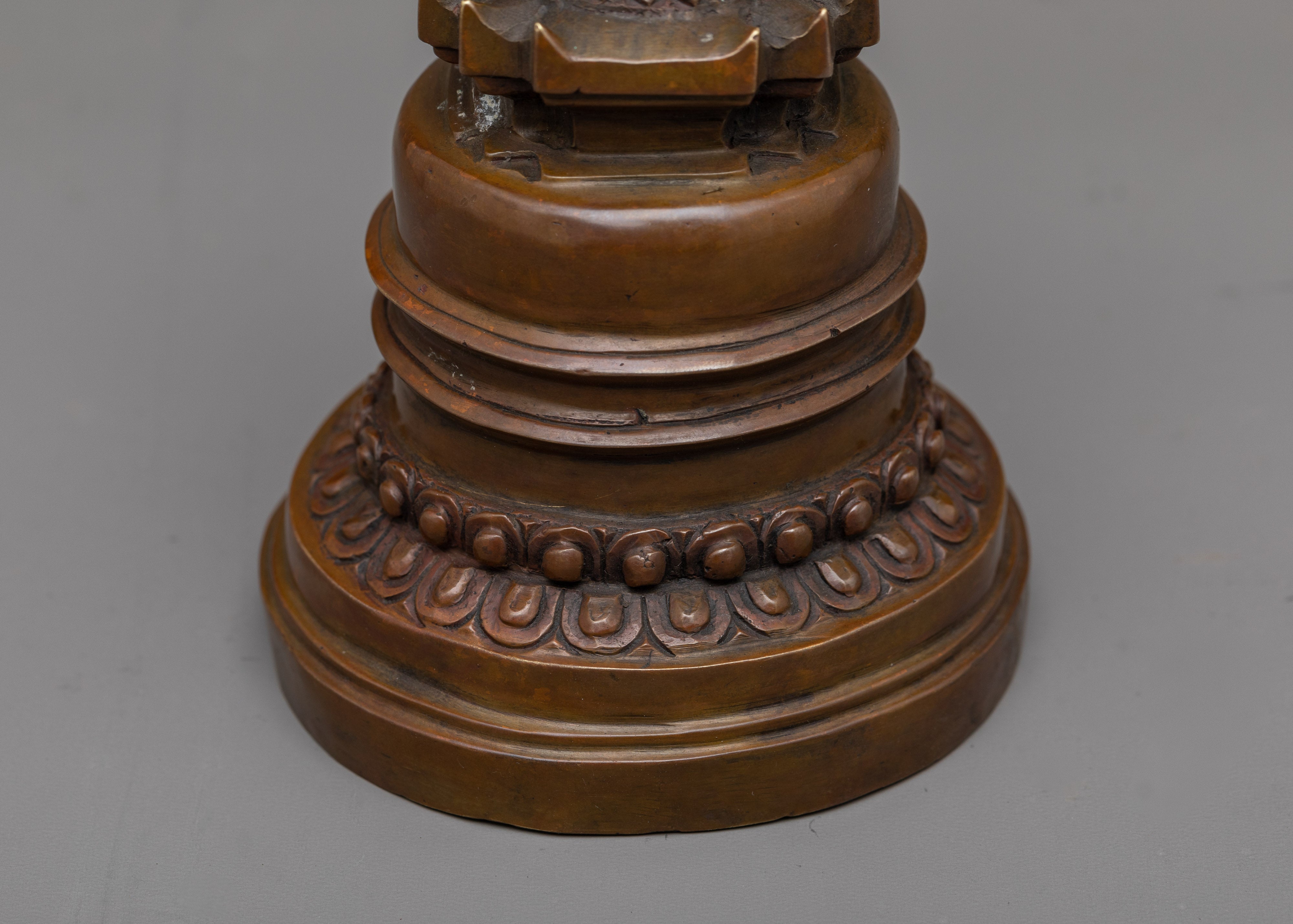 Handcrafted Copper Kadampa Stupa | Sacred Buddhist Decor