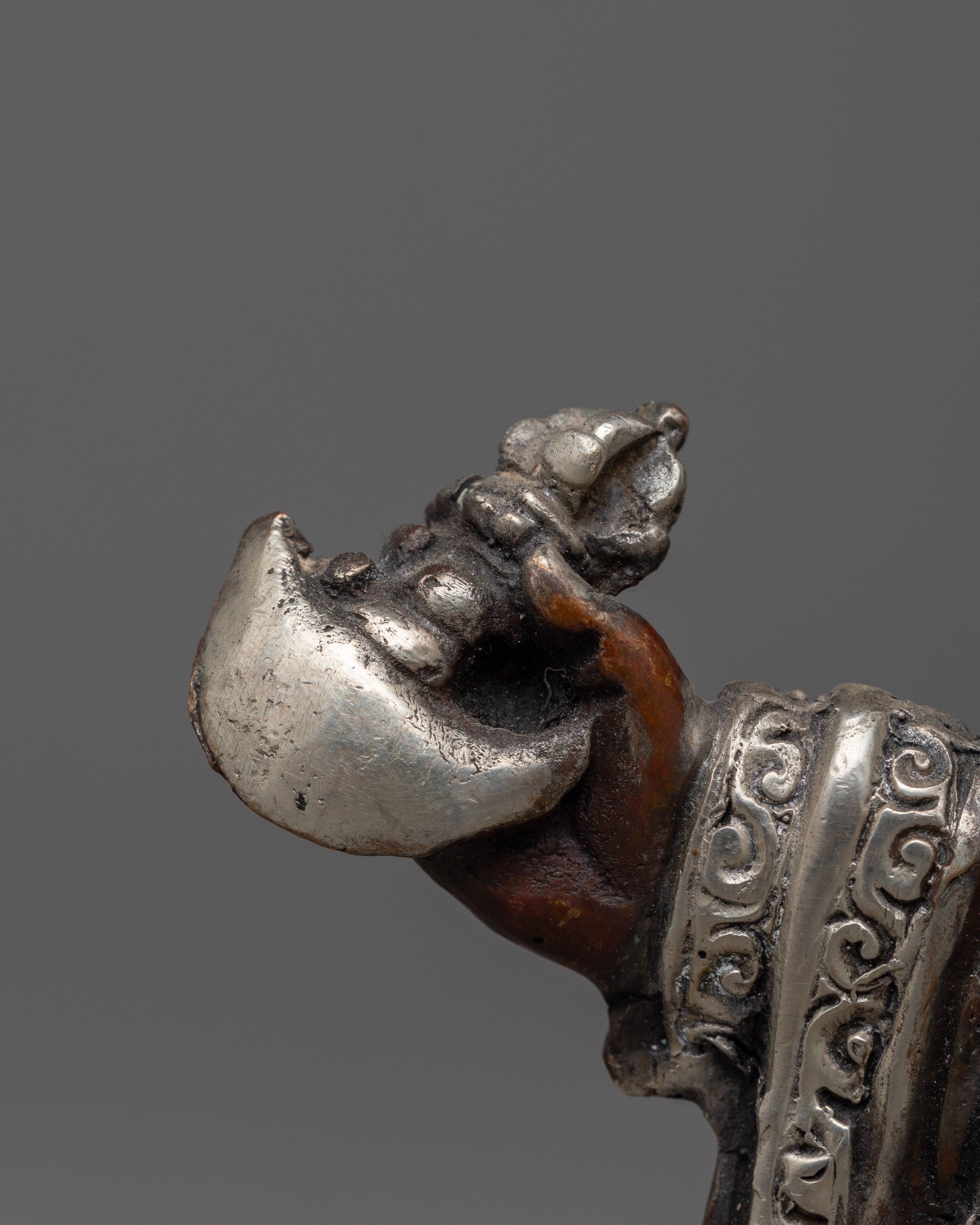 Mahakala Bernagchen Silver Plated Statue | Exquisite Spiritual Deco