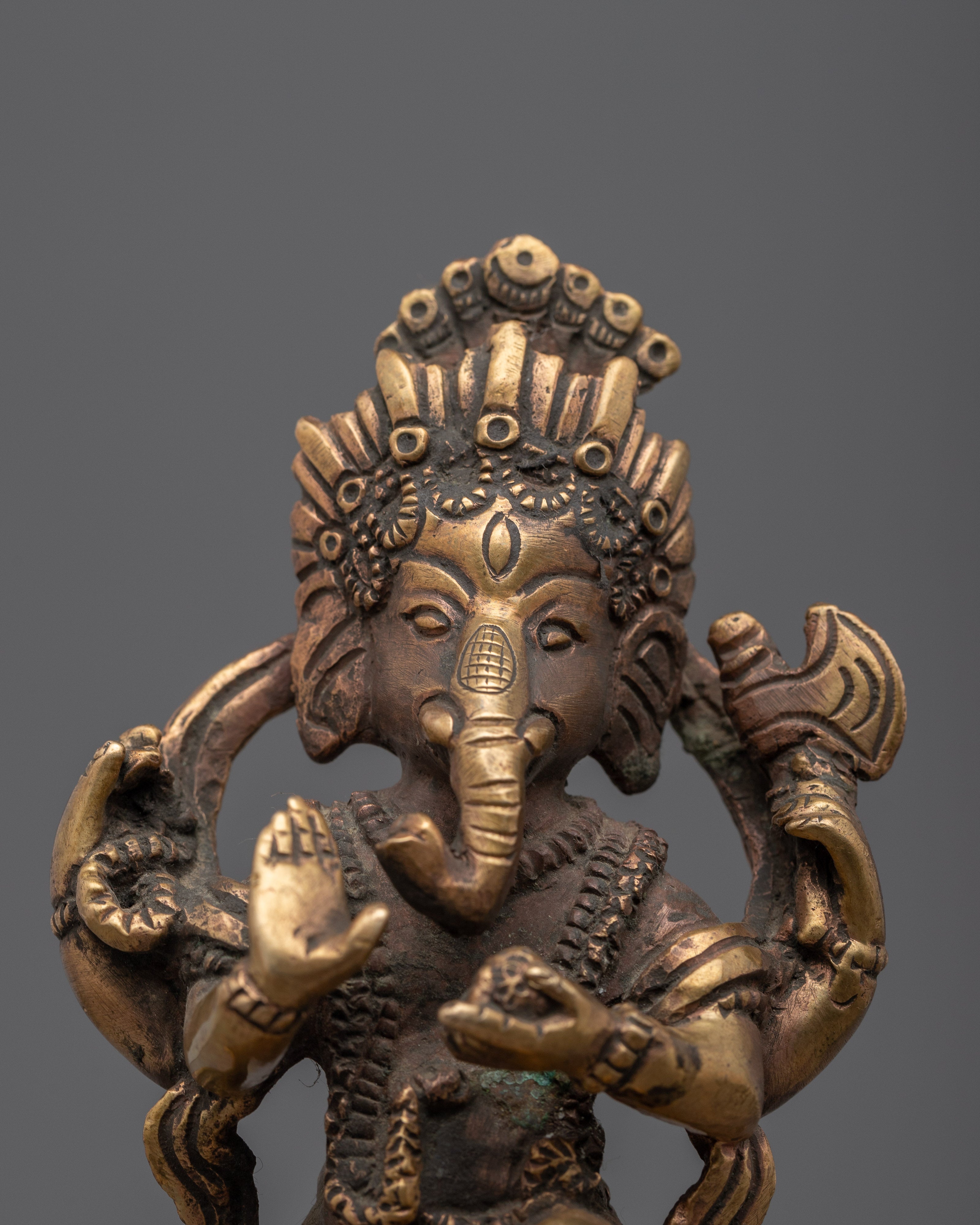 Handcrafted Ganesh Decor Statue | Exquisite Copper Body Sculpture for Home Décor
