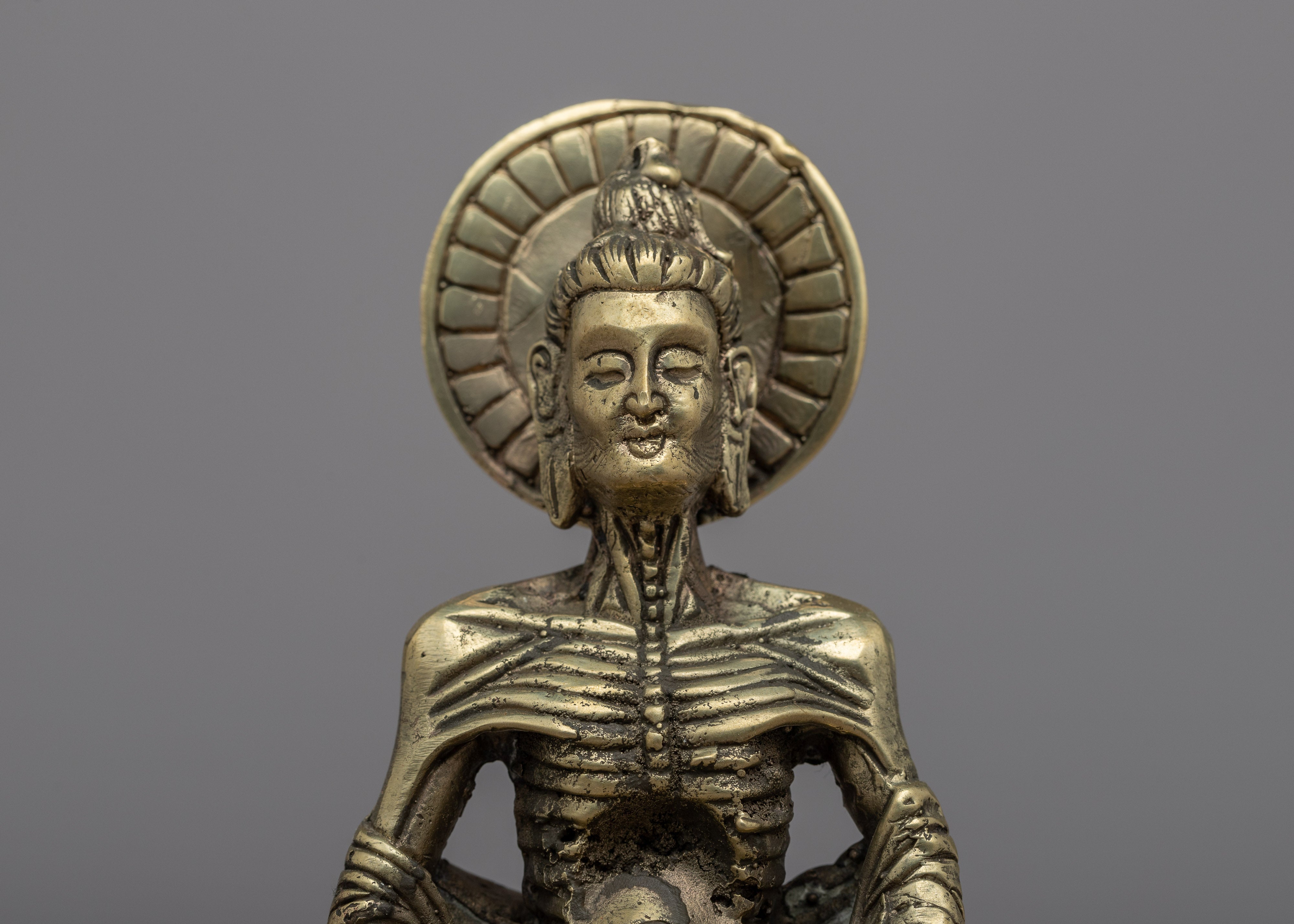 Handcrafted Fasting Buddha Statue | Embrace Inner Peace and Wellness with this Exquisite Artwork