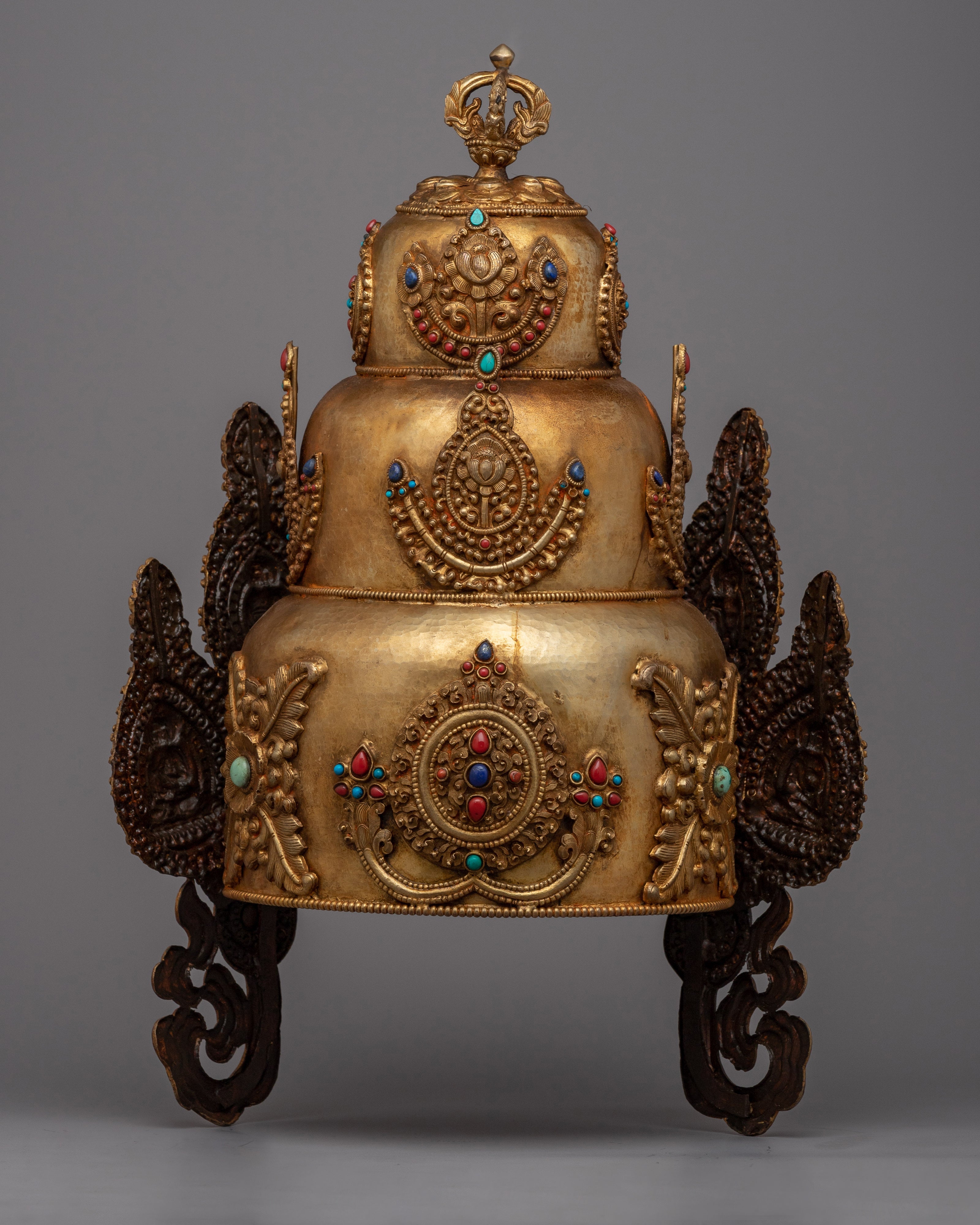 Buddhist Headdress Crown | Elegant Copper Headpiece for Spiritual Practices