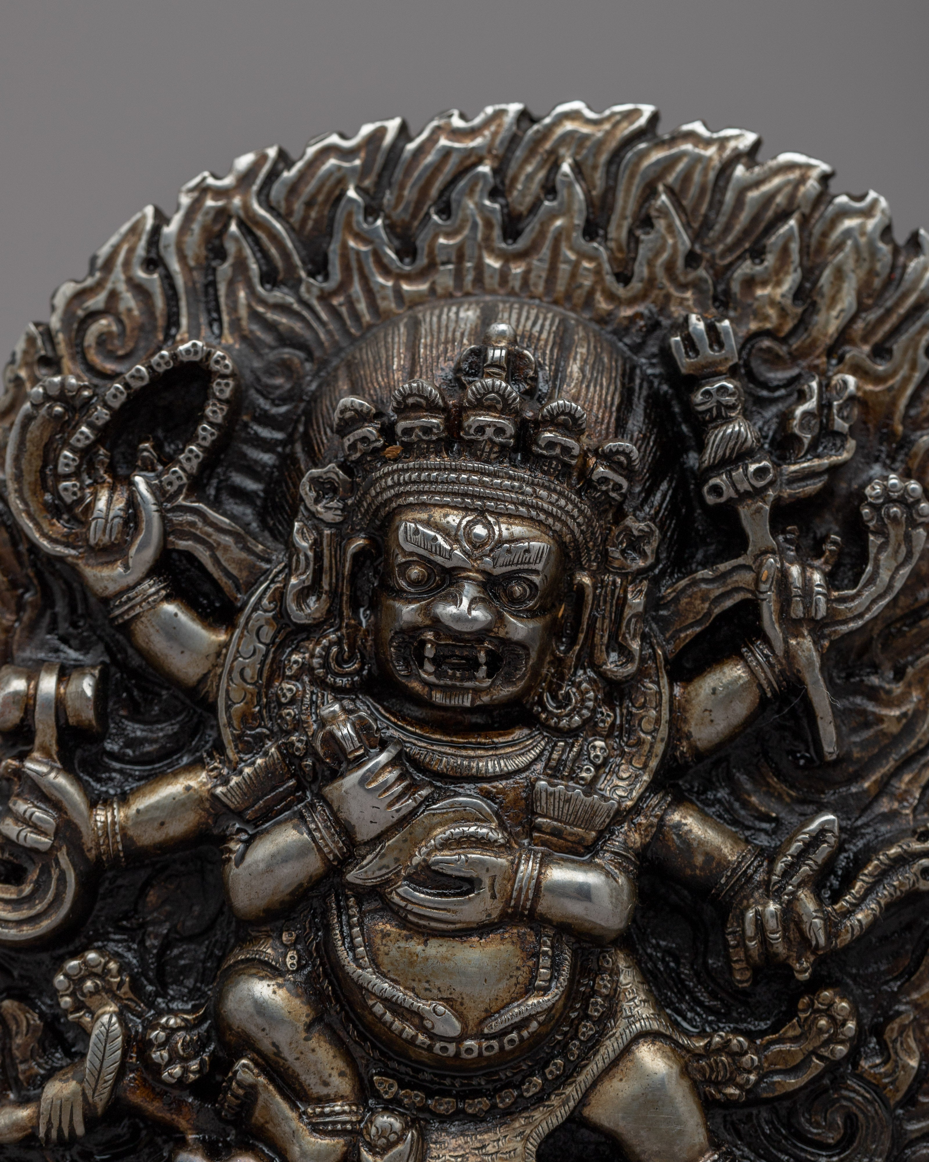 6-Armed Black Mahakala Statue | Embodying the Powerful Protector Deity