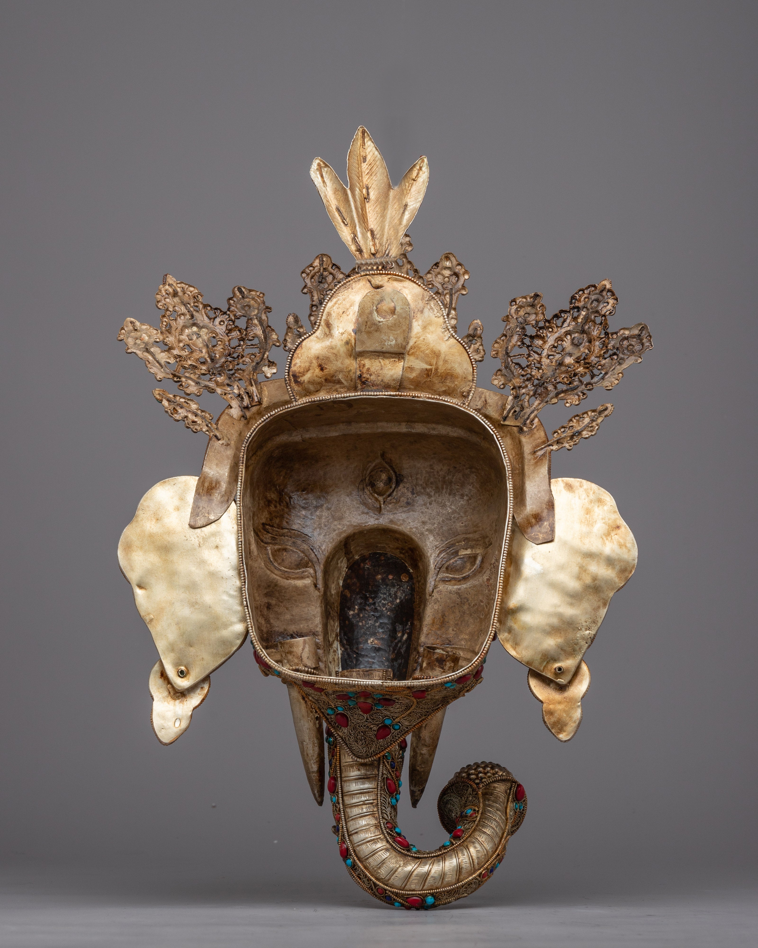 Handcrafted Copper Wall Hanging Ganesh Mask | Auspicious Wall Decor