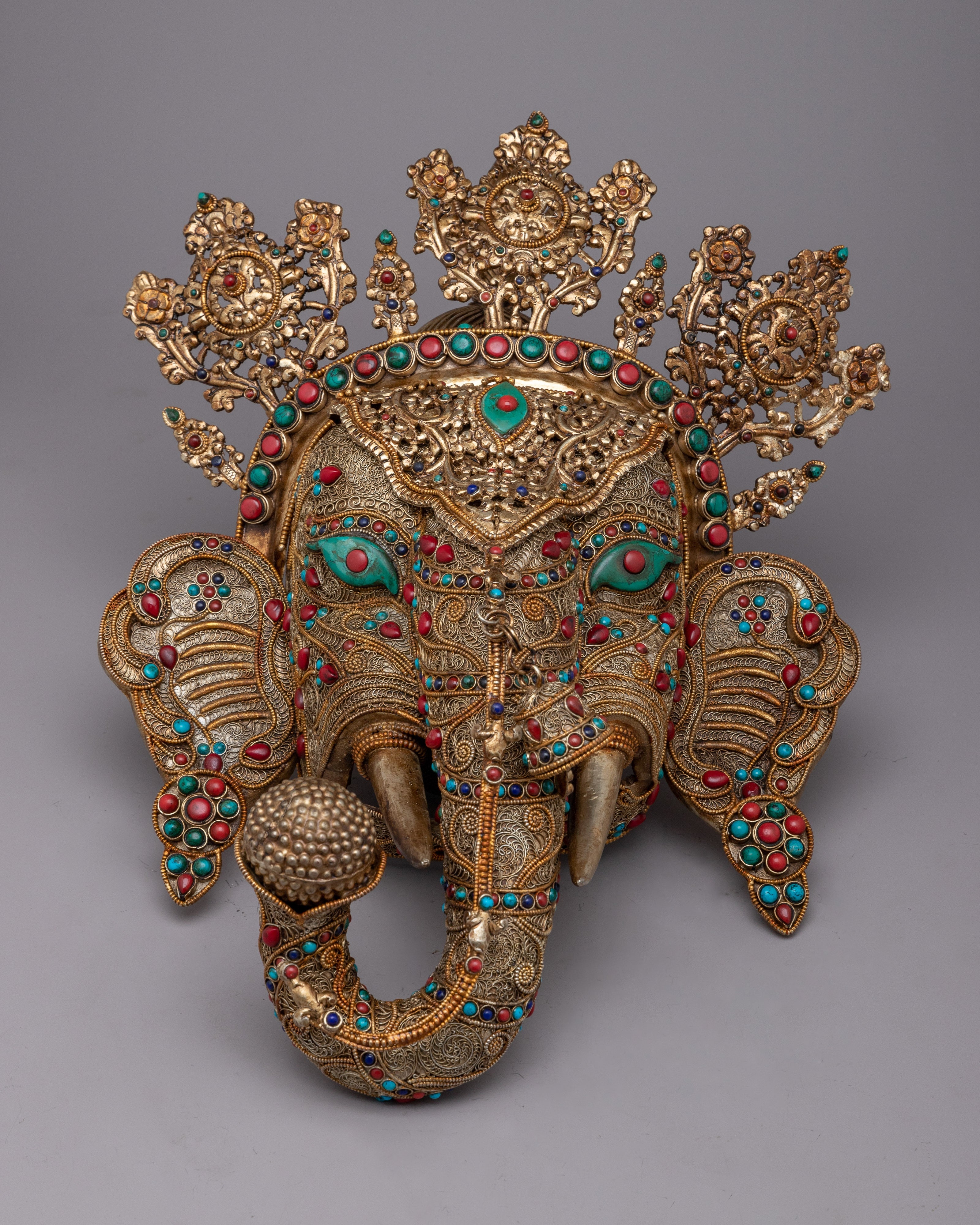 Handcrafted Copper Wall Hanging Ganesh Mask | Auspicious Wall Decor