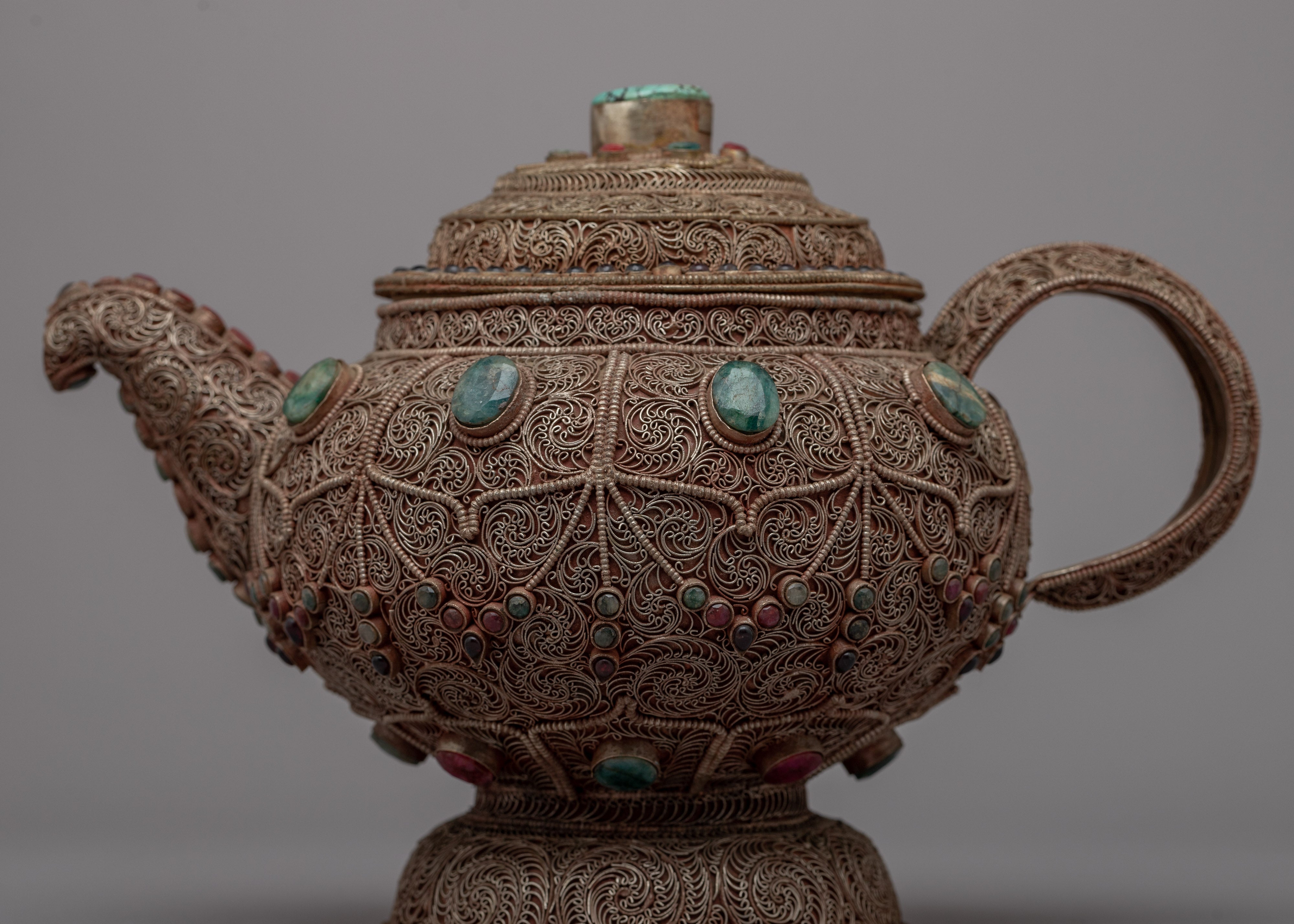 Tibetan Teapot with Intricate Detailing | A Blend of Art and Utility