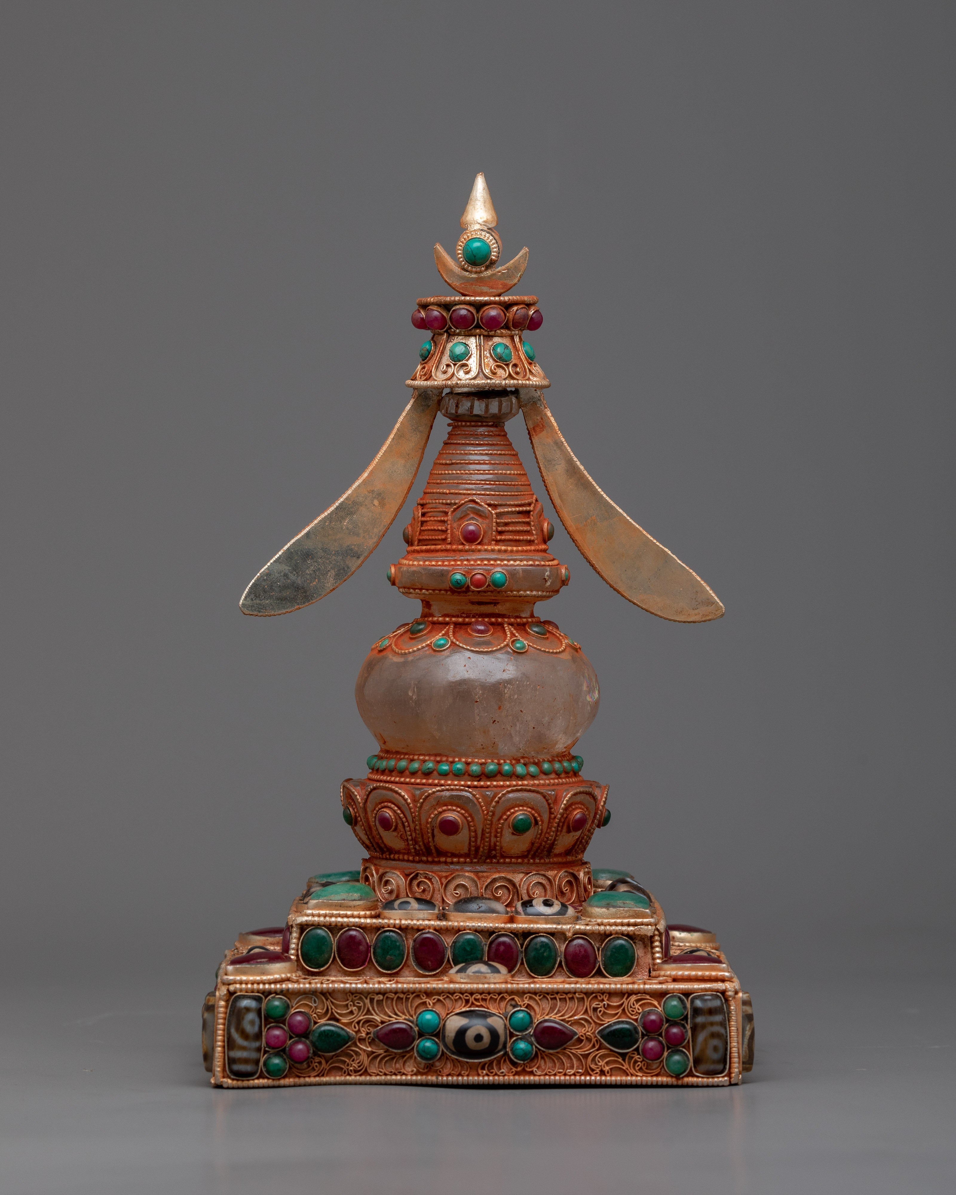 24k Gold Plated Brass Stupa | Devotional Piece for Sacred Offering