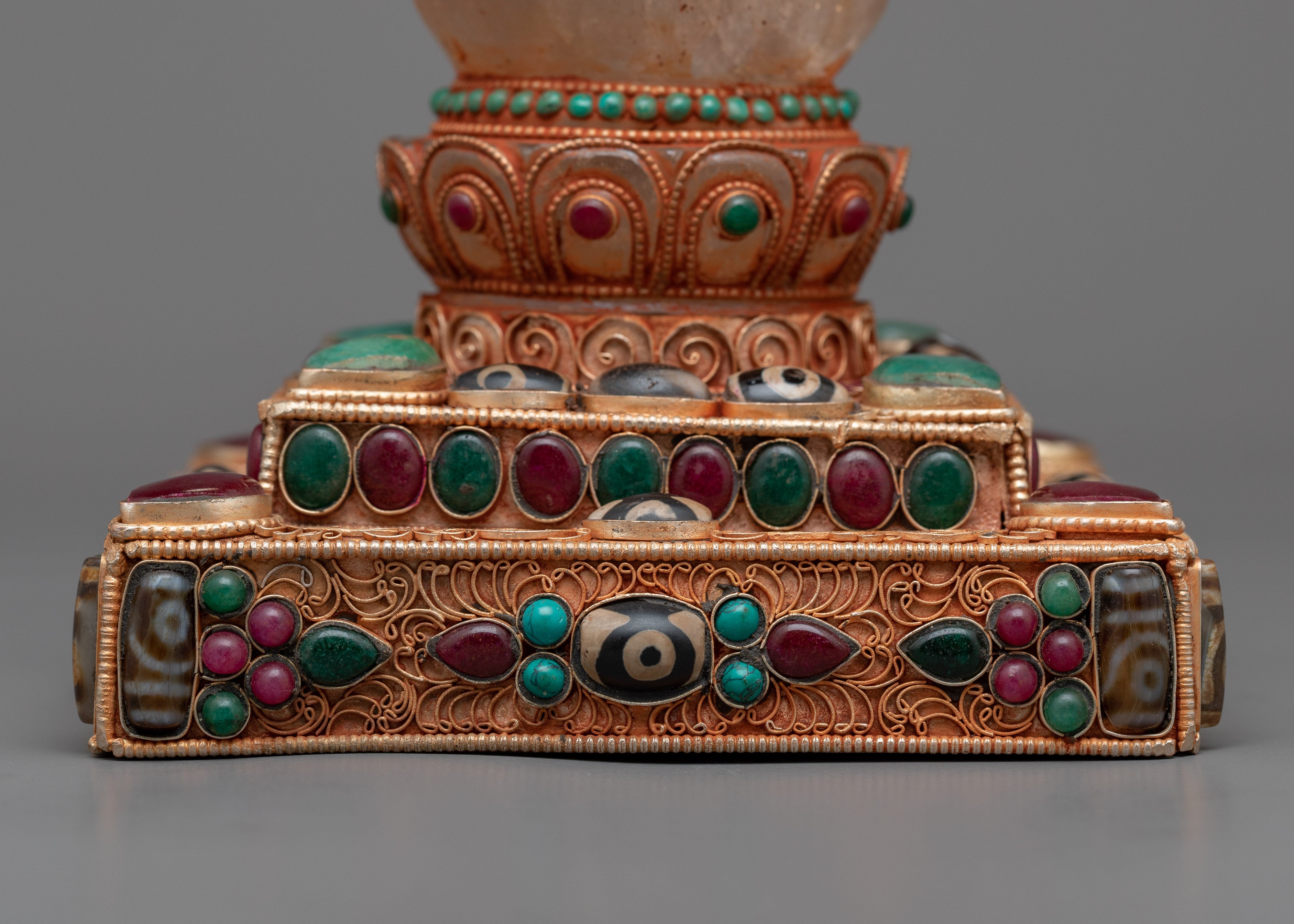 24k Gold Plated Brass Stupa | Devotional Piece for Sacred Offering