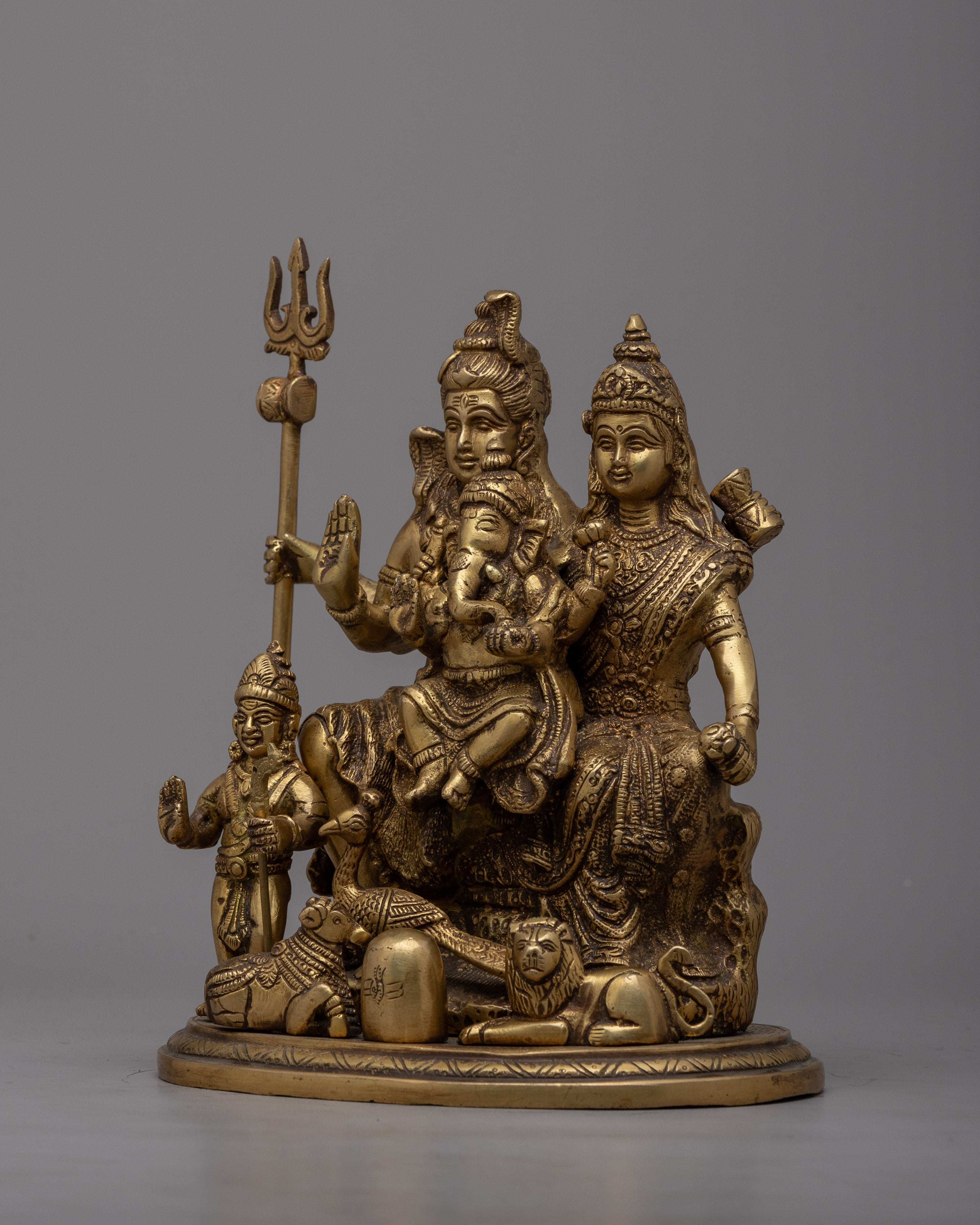Brass Shiva Family Statue | Embrace the Essence of Creation