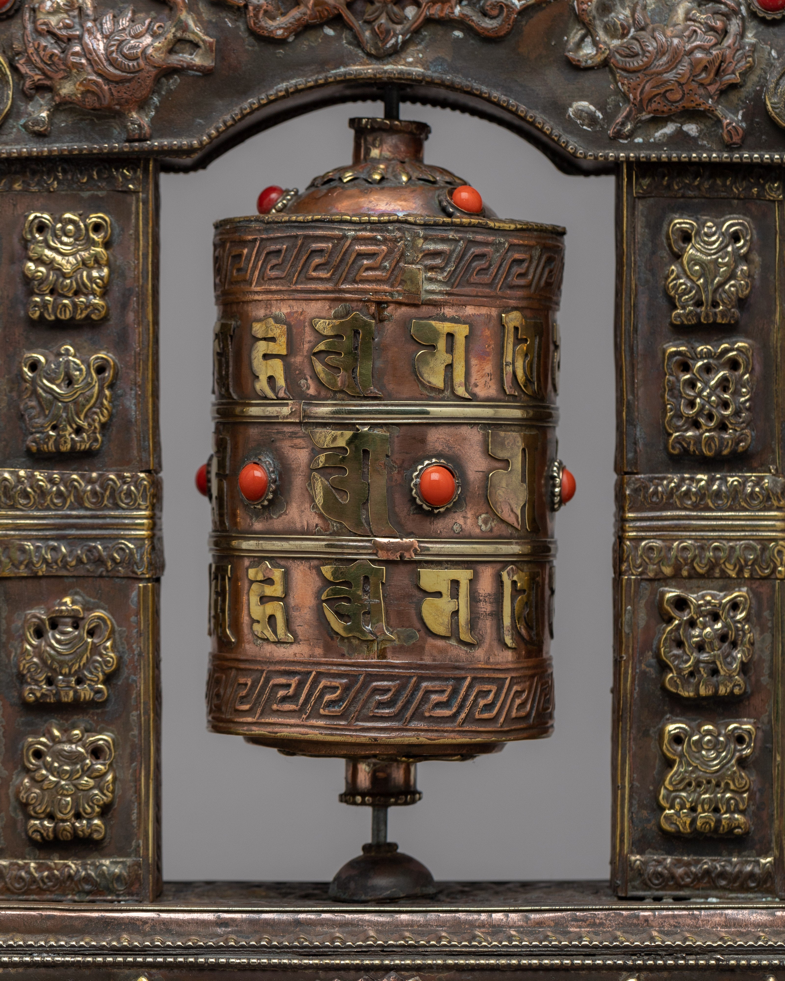 Handcrafted Prayer Wheel with Auspicious Symbols | Infuse Your Space with Devotion