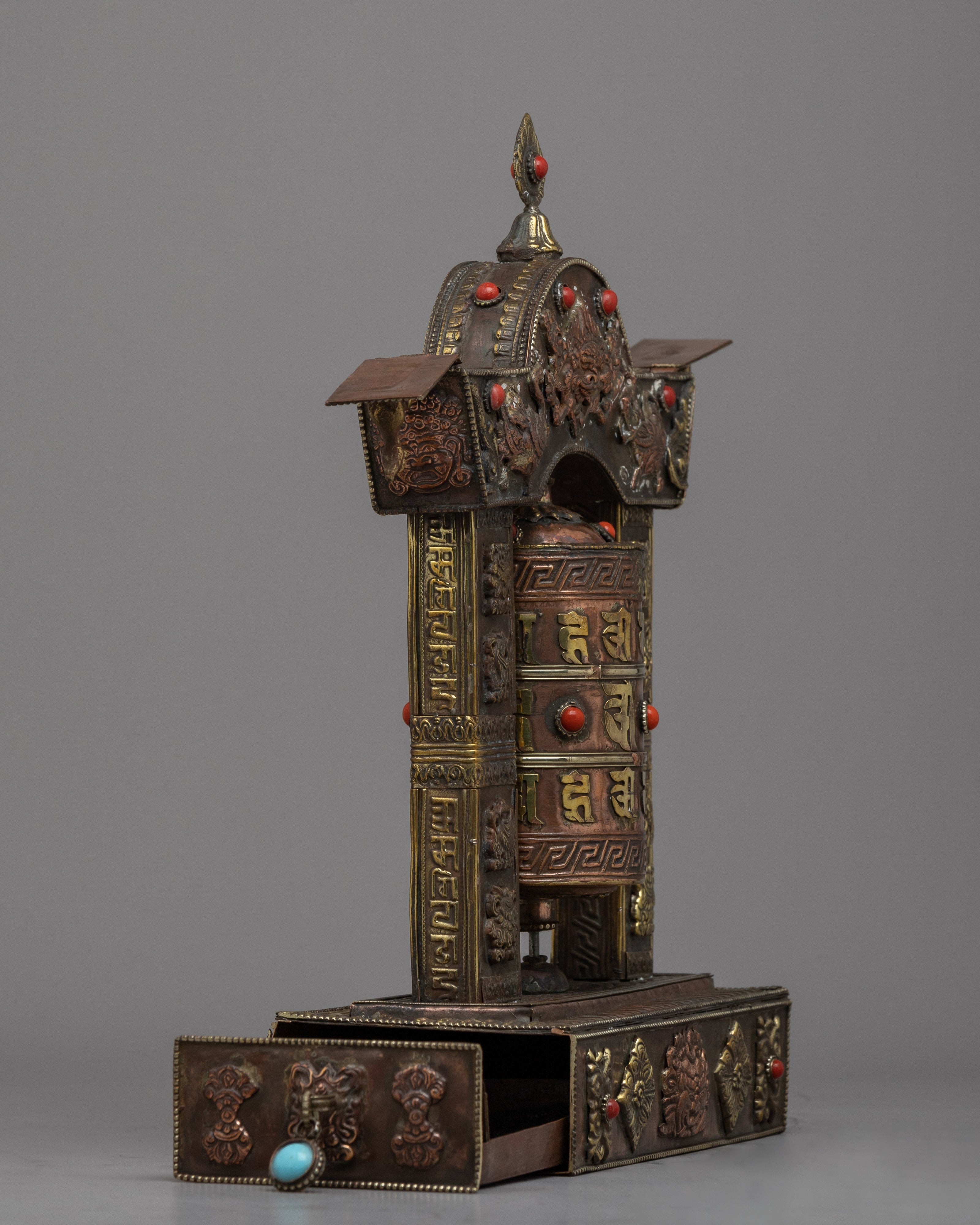 Handcrafted Prayer Wheel with Auspicious Symbols | Infuse Your Space with Devotion