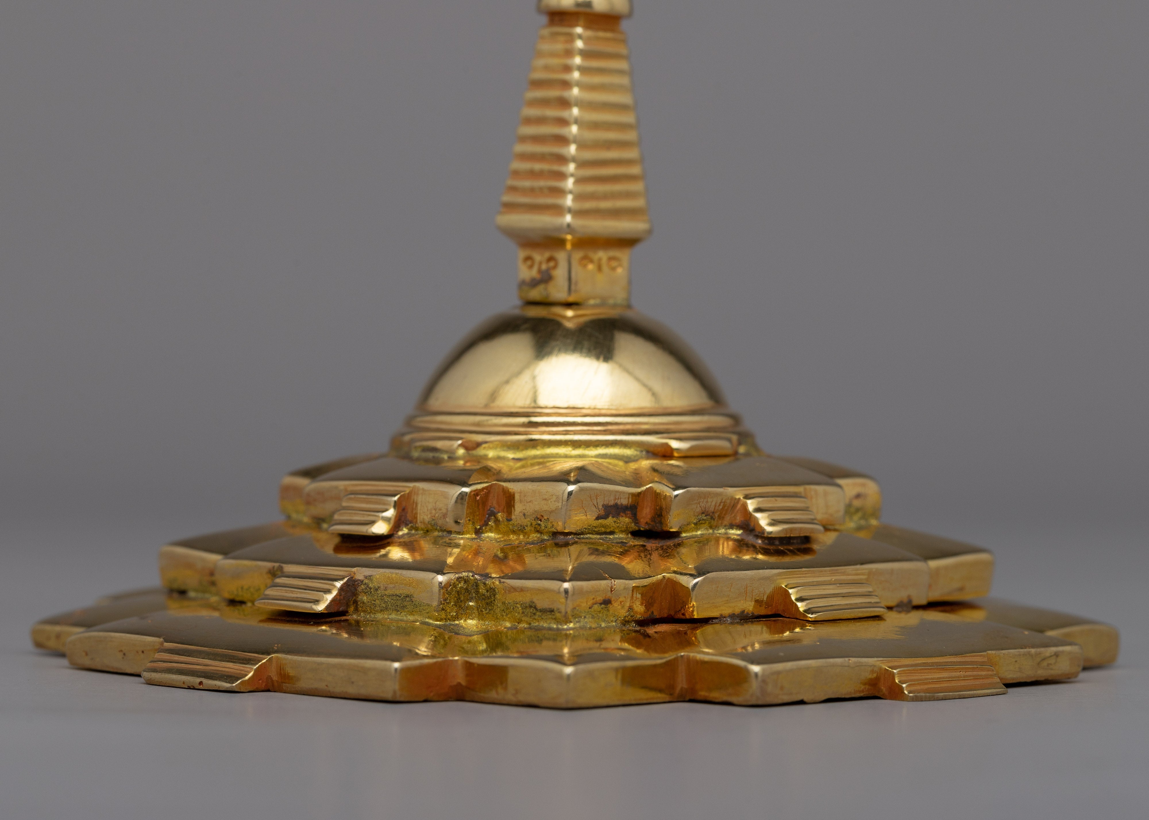 Gold Plated Stupa Statue | Embrace the Essence of Divine Splendor