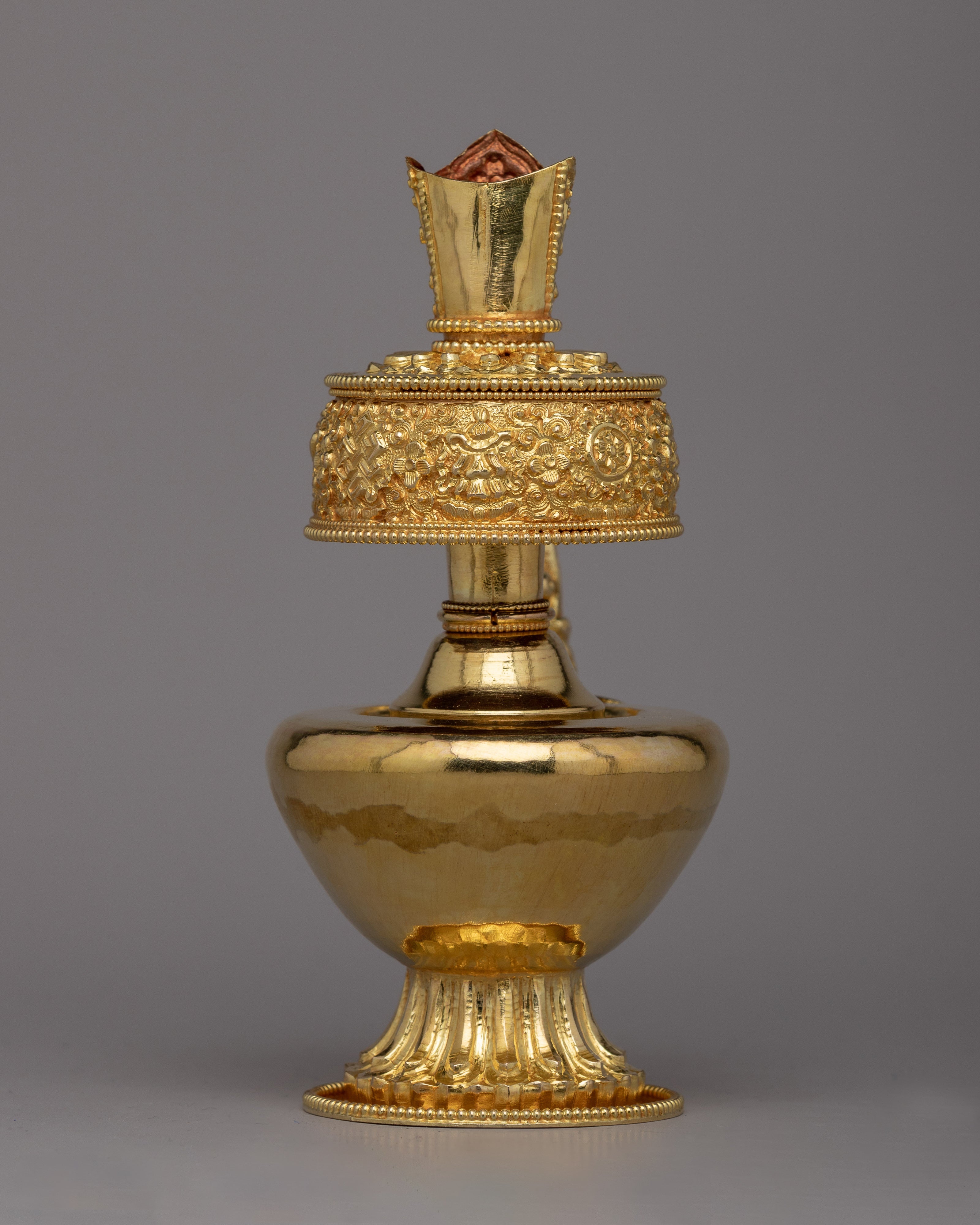 24K Gold Plated Bhumba Set | Traditional Tibetan Ritual Vase for Spiritual Practices