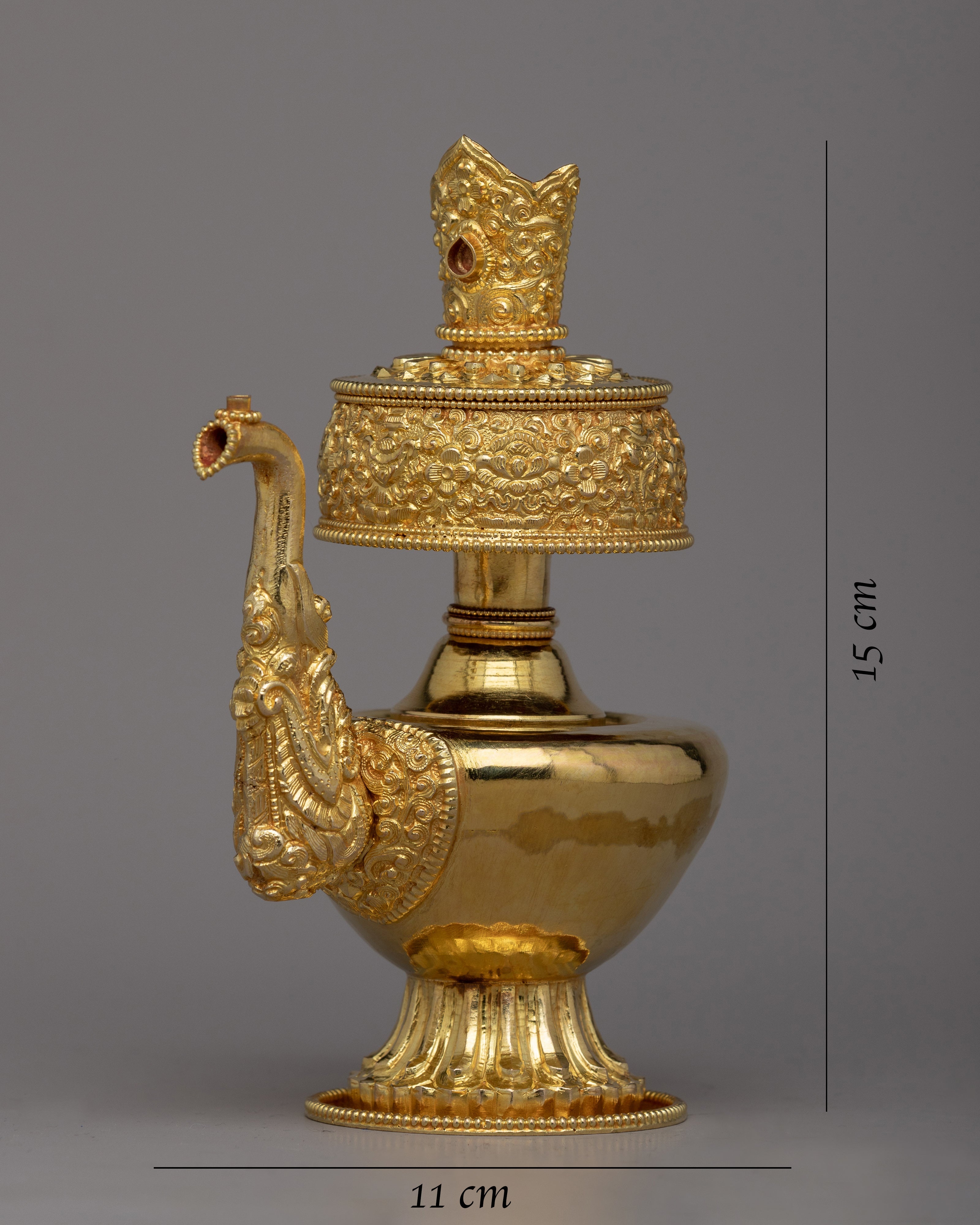 24K Gold Plated Bhumba Set | Traditional Tibetan Ritual Vase for Spiritual Practices