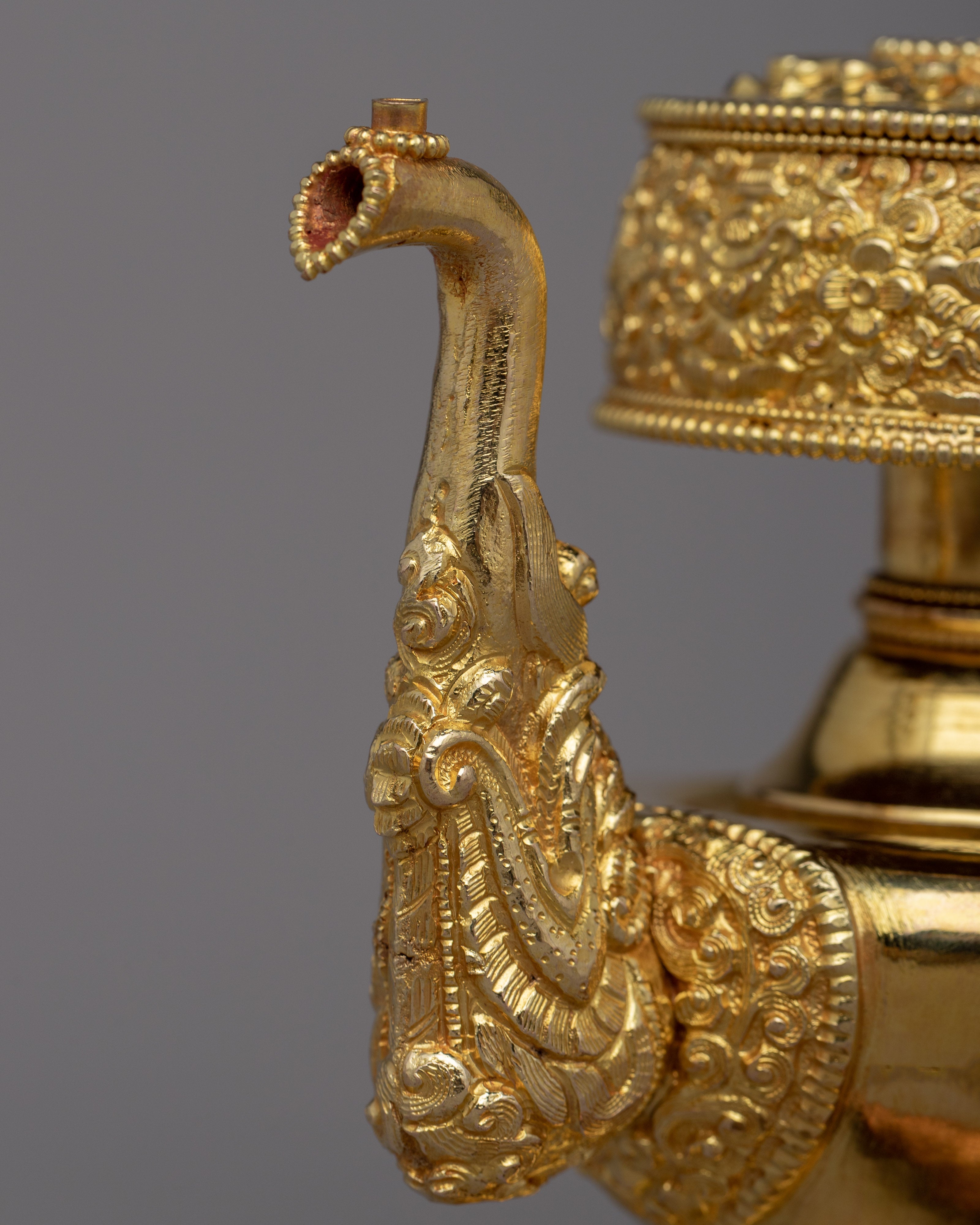 24K Gold Plated Bhumba Set | Traditional Tibetan Ritual Vase for Spiritual Practices